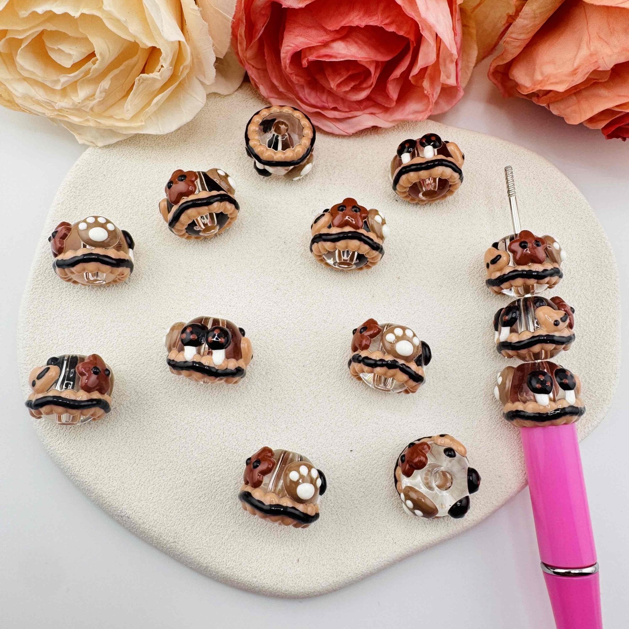 FS1898-16mm Brown Hand Painted Acrylic Beads For Beadable Pens Keychain Jewelry Making -Zoe DIY Wholesale
