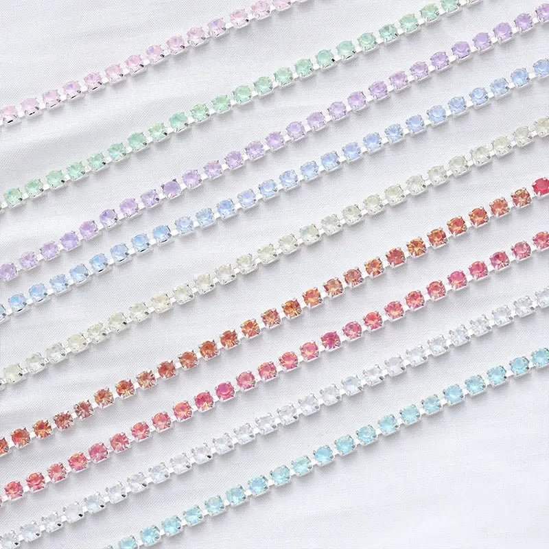 FS19153-9 Meters /Roll 2mm Size Mocha Crystal Color Chain -Zoe DIY Wholesale