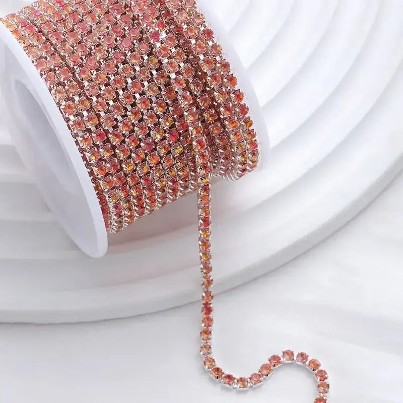 FS19153-9 Meters /Roll 2mm Size Mocha Crystal Color Chain -Zoe DIY Wholesale