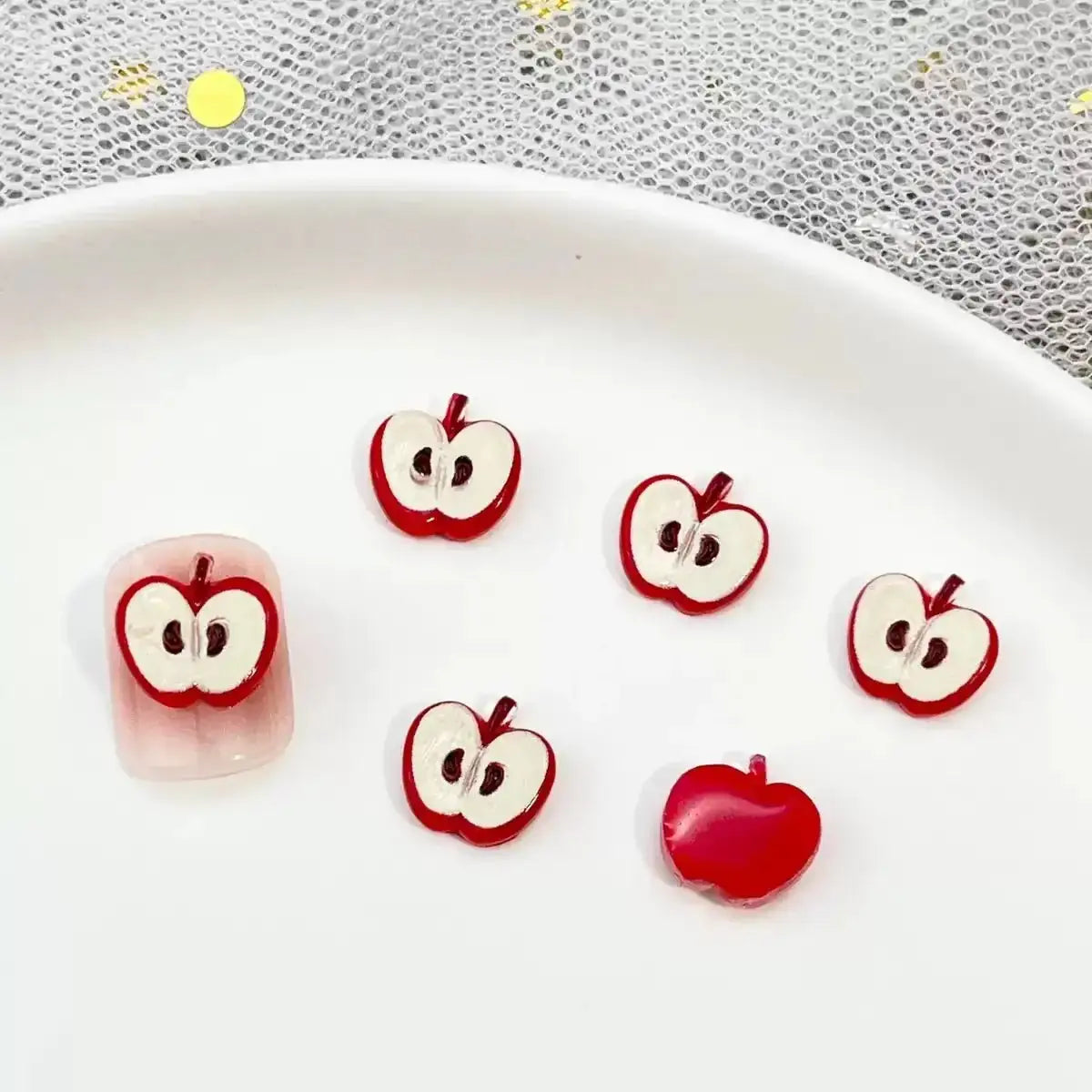 FS19186-About 10mm Apple Resin Nail Charms -Zoe DIY Wholesale