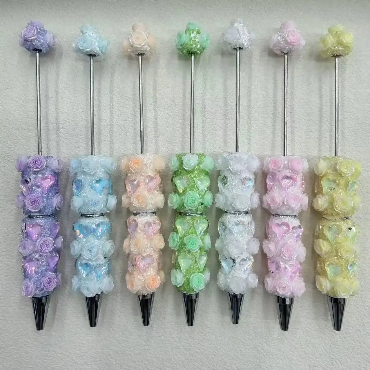 FS19201-Fancy Rose and Heart Beadable Pen -Zoe DIY Wholesale