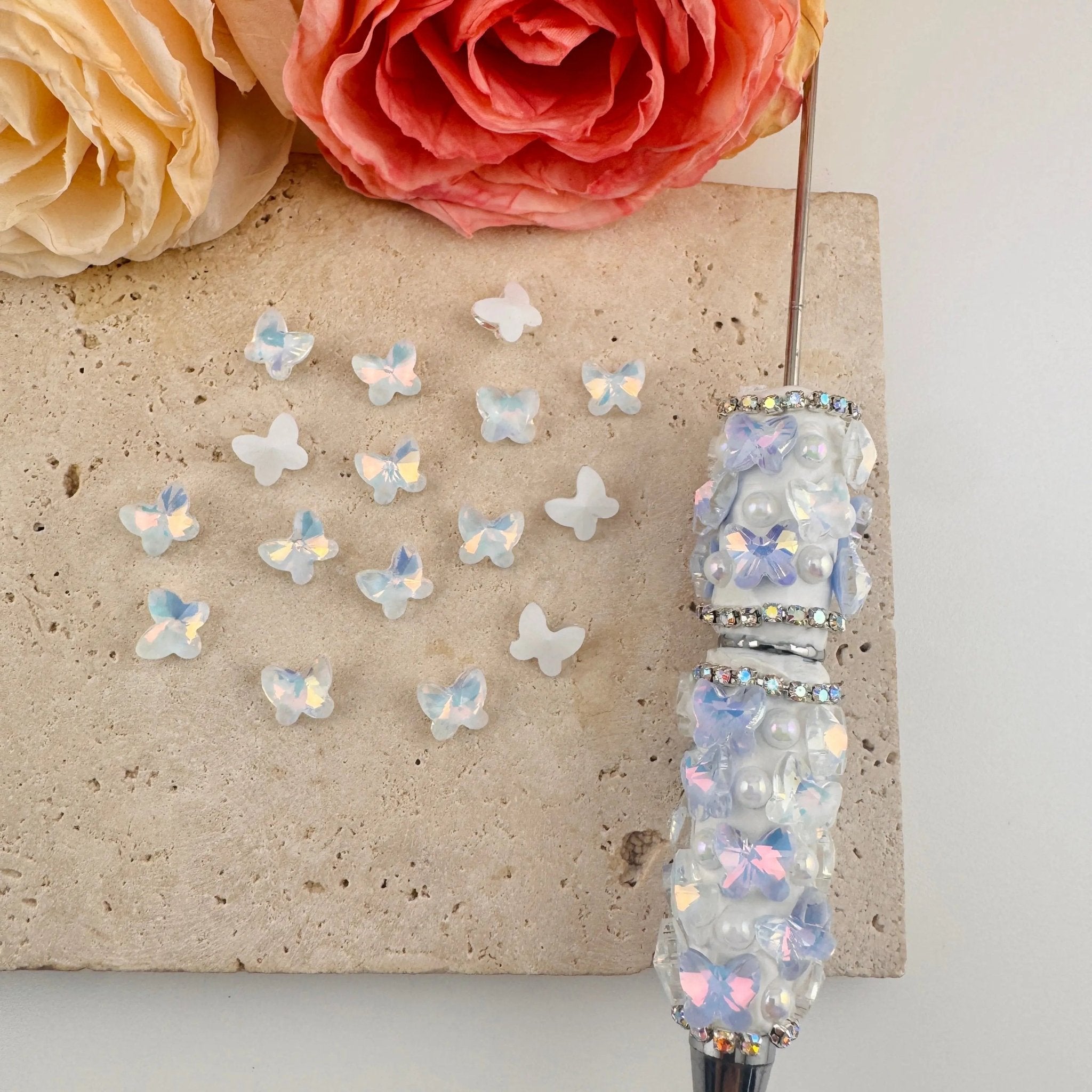FS19216-About 7×8mm Butterfly Crystal Glass Nail Charms -Zoe DIY Wholesale
