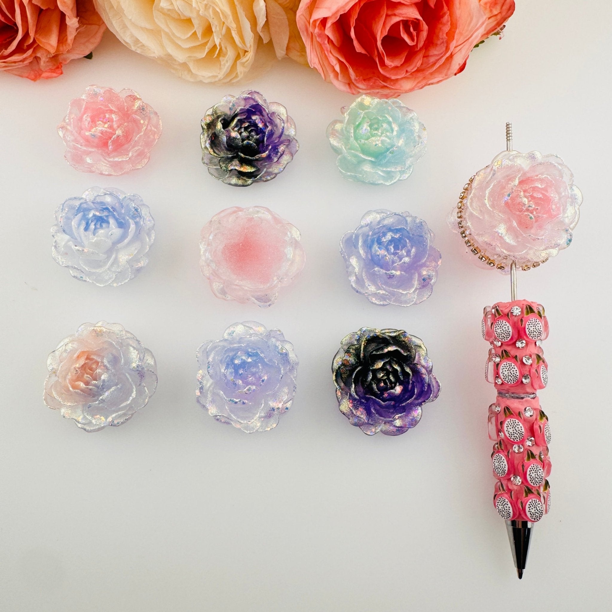 FS19297-About 33mm Resin Flower Patch For Making Fancy Beads -Zoe DIY Wholesale