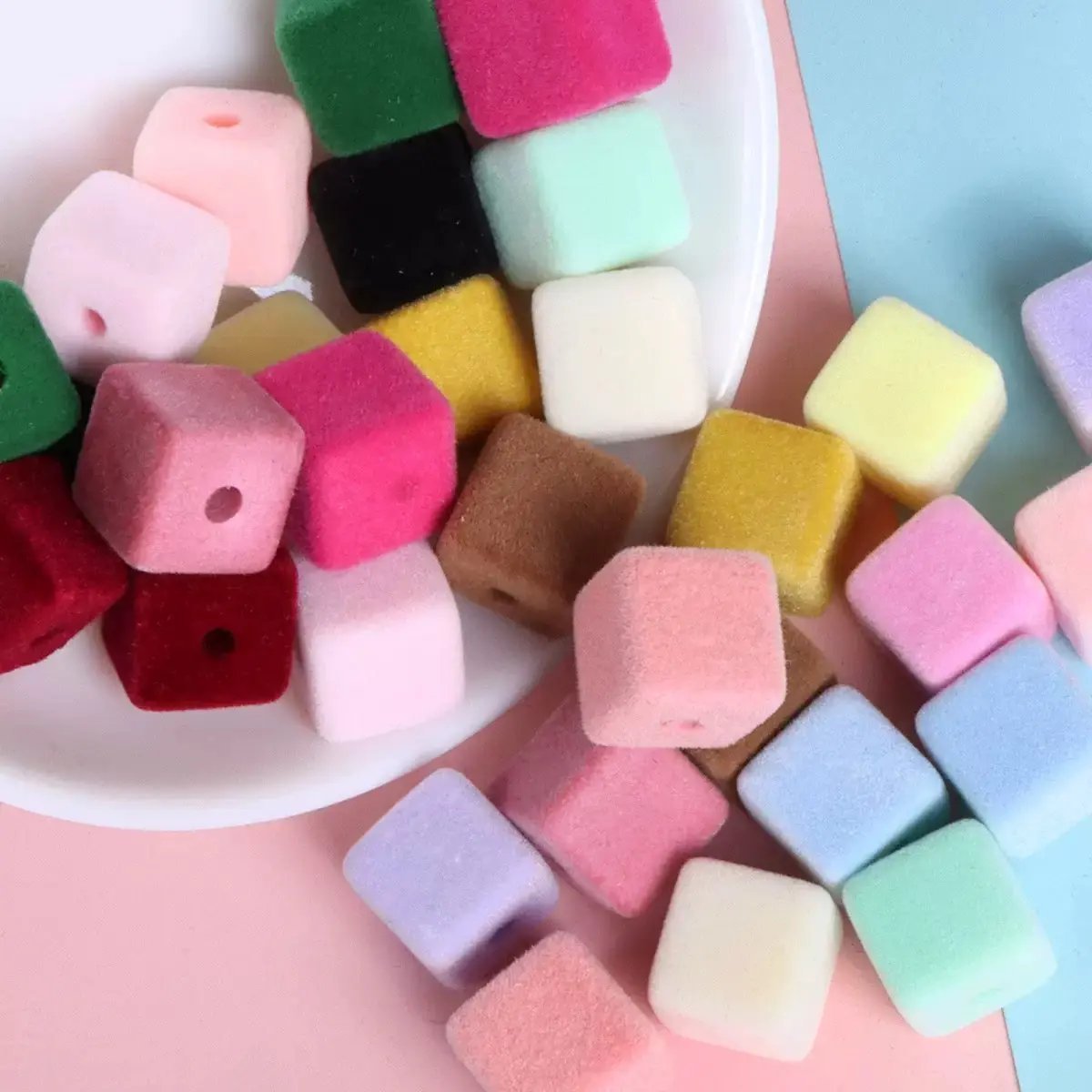 FS2191-About 14MM Size Frocked Acrylic Cube Beads Fit For Beadable Pens -Zoe DIY Wholesale