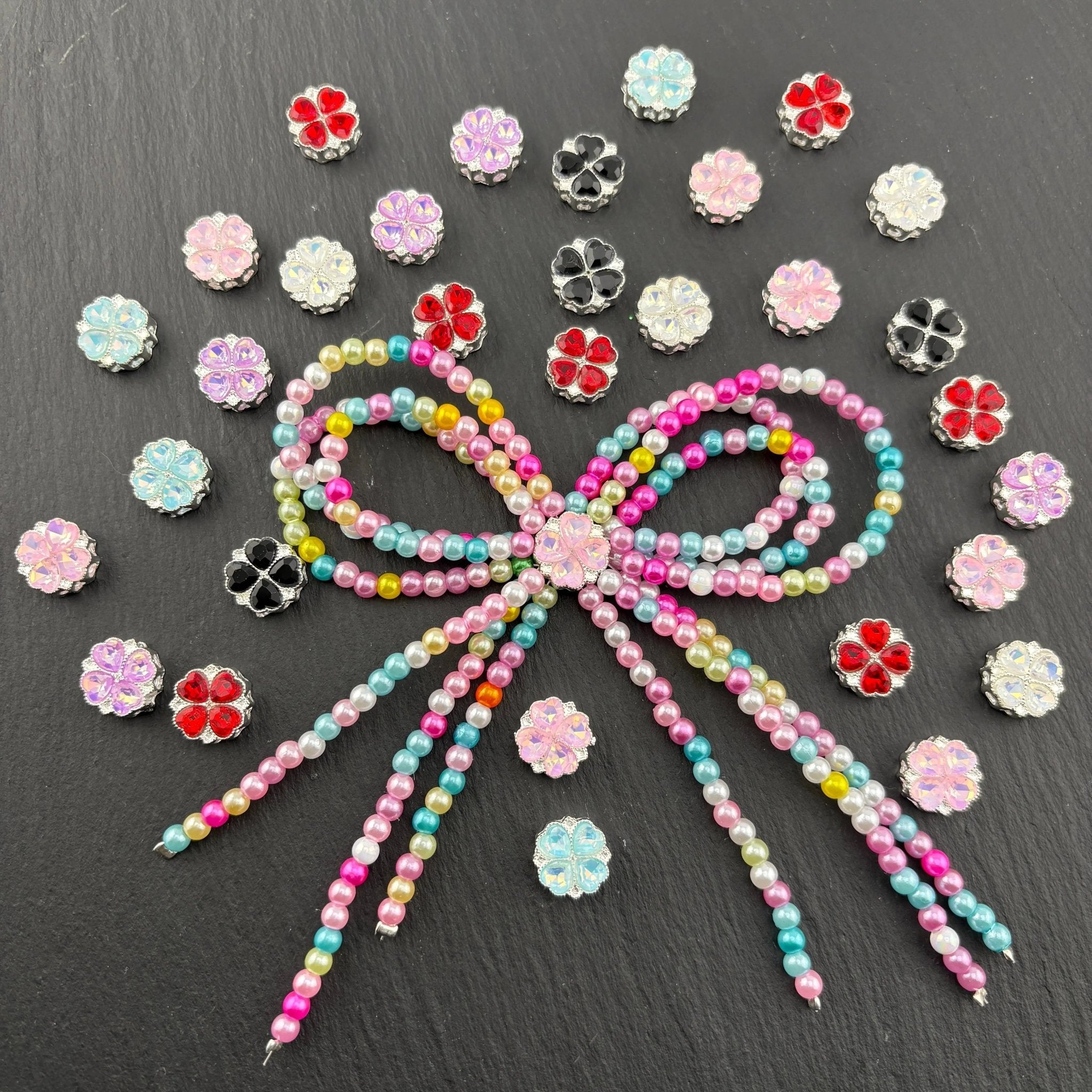 FS2480-12mm 8 Hole Alloy Heart clover Beads For Keychain Jewelry Making -Zoe DIY Wholesale