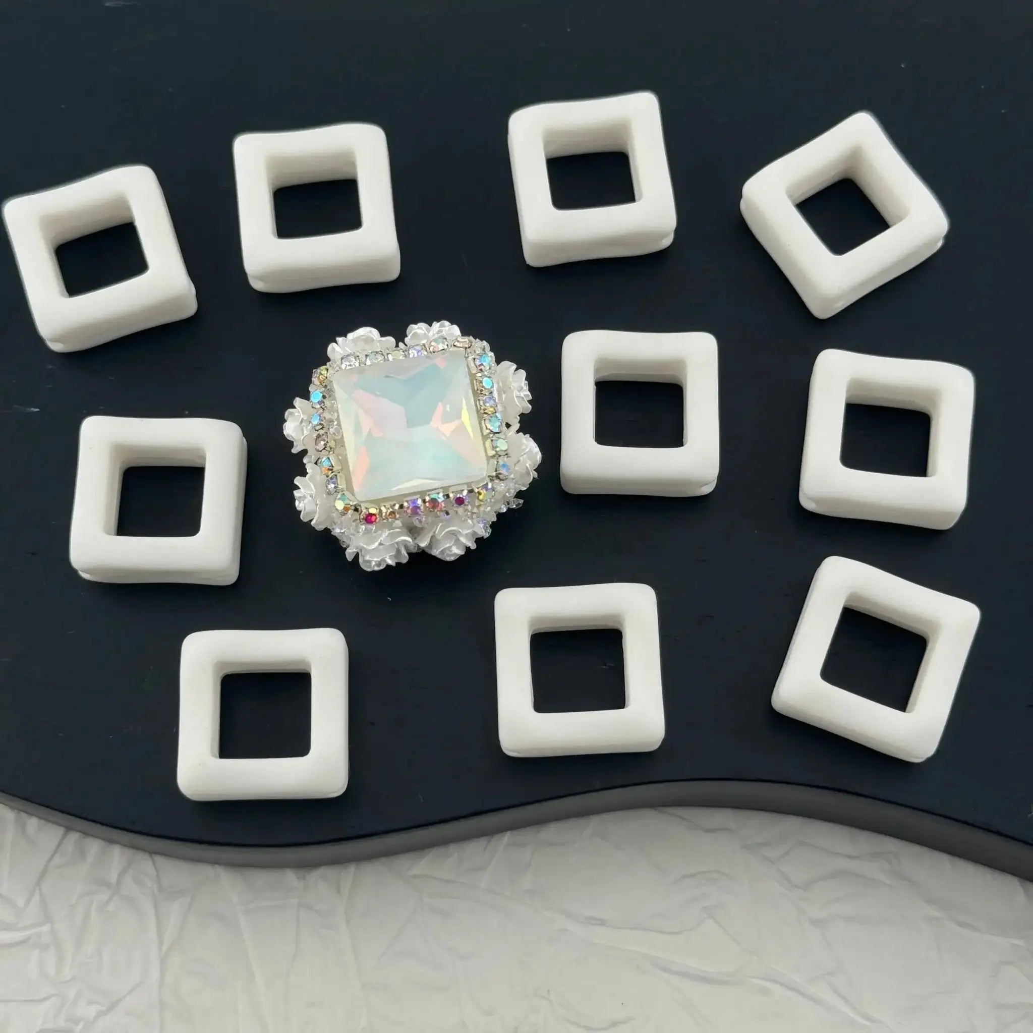 FS2497-17×23mm Solid Color White Cube Beads Fit For Beadable Pens -Zoe DIY Wholesale