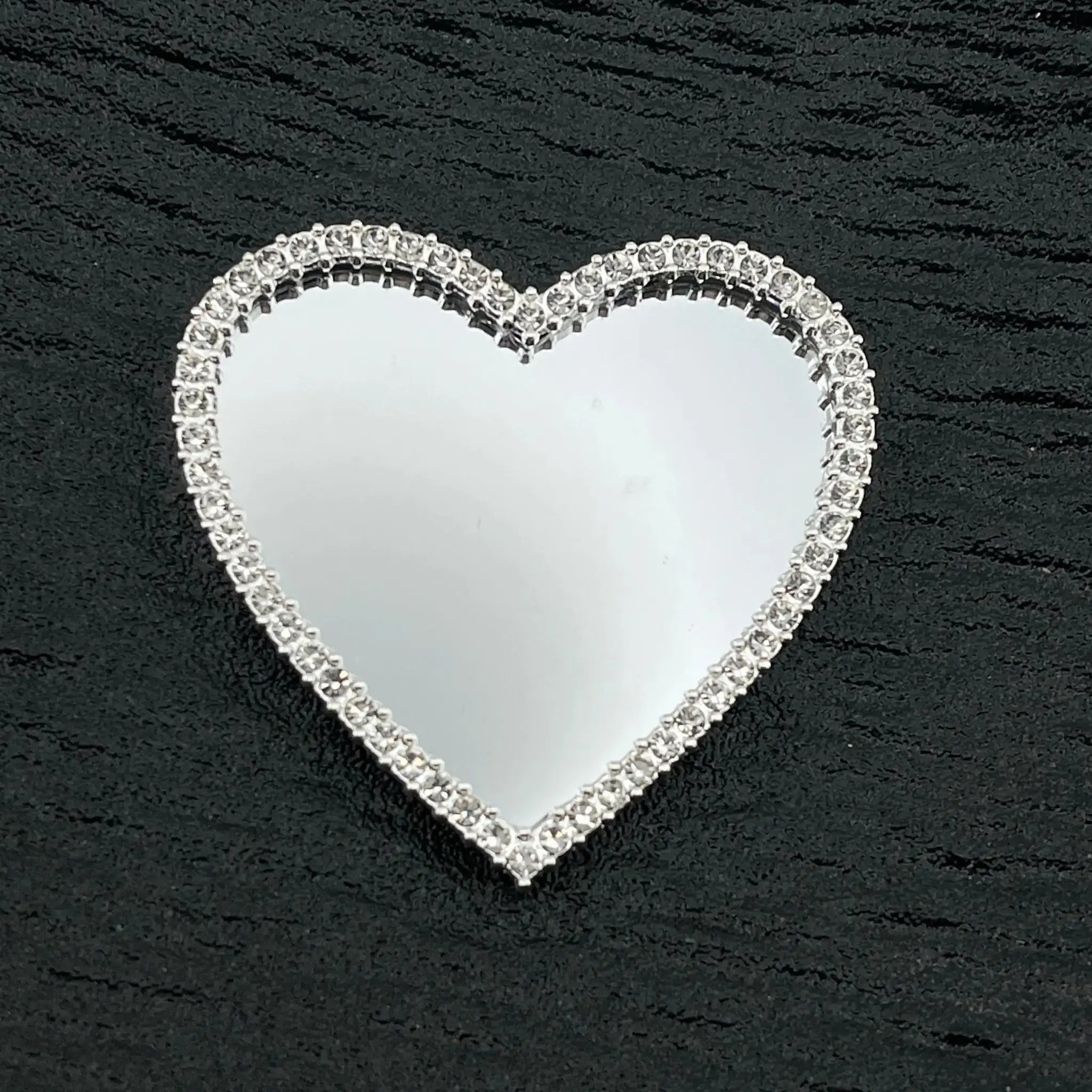 FS2599-57×57mm Silver Heart Mirror Alloy Patch For Making Fancy Beads For DIY Project -Zoe DIY Wholesale
