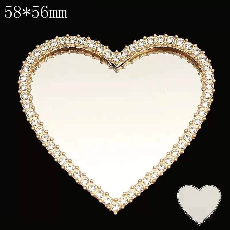 FS2599-57×57mm Silver Heart Mirror Alloy Patch For Making Fancy Beads For DIY Project -Zoe DIY Wholesale