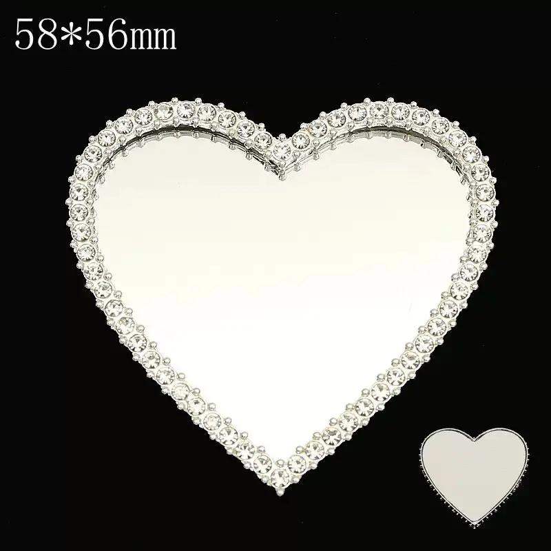 FS2599-57×57mm Silver Heart Mirror Alloy Patch For Making Fancy Beads For DIY Project -Zoe DIY Wholesale