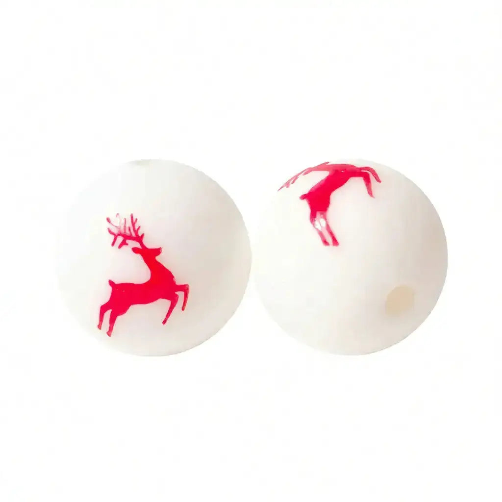 FS2918-15mm Elk Printed Silicone Beads -Zoe DIY Wholesale