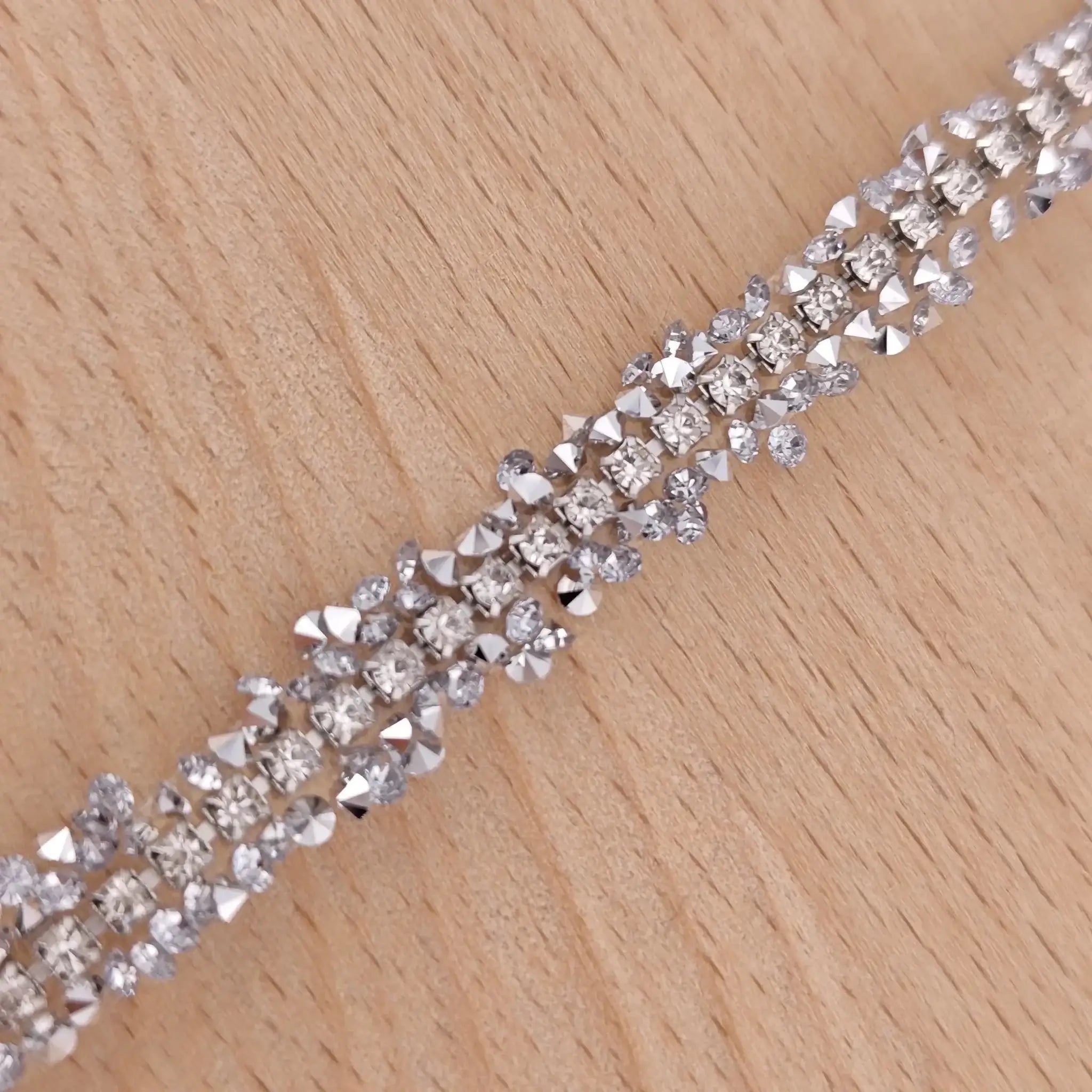 FS2994-9mm Width, Sugar Diamonds Wraps tapes With Silver Chain In Middle Diamonds Tapes for Making Fancy Beads -Zoe DIY Wholesale