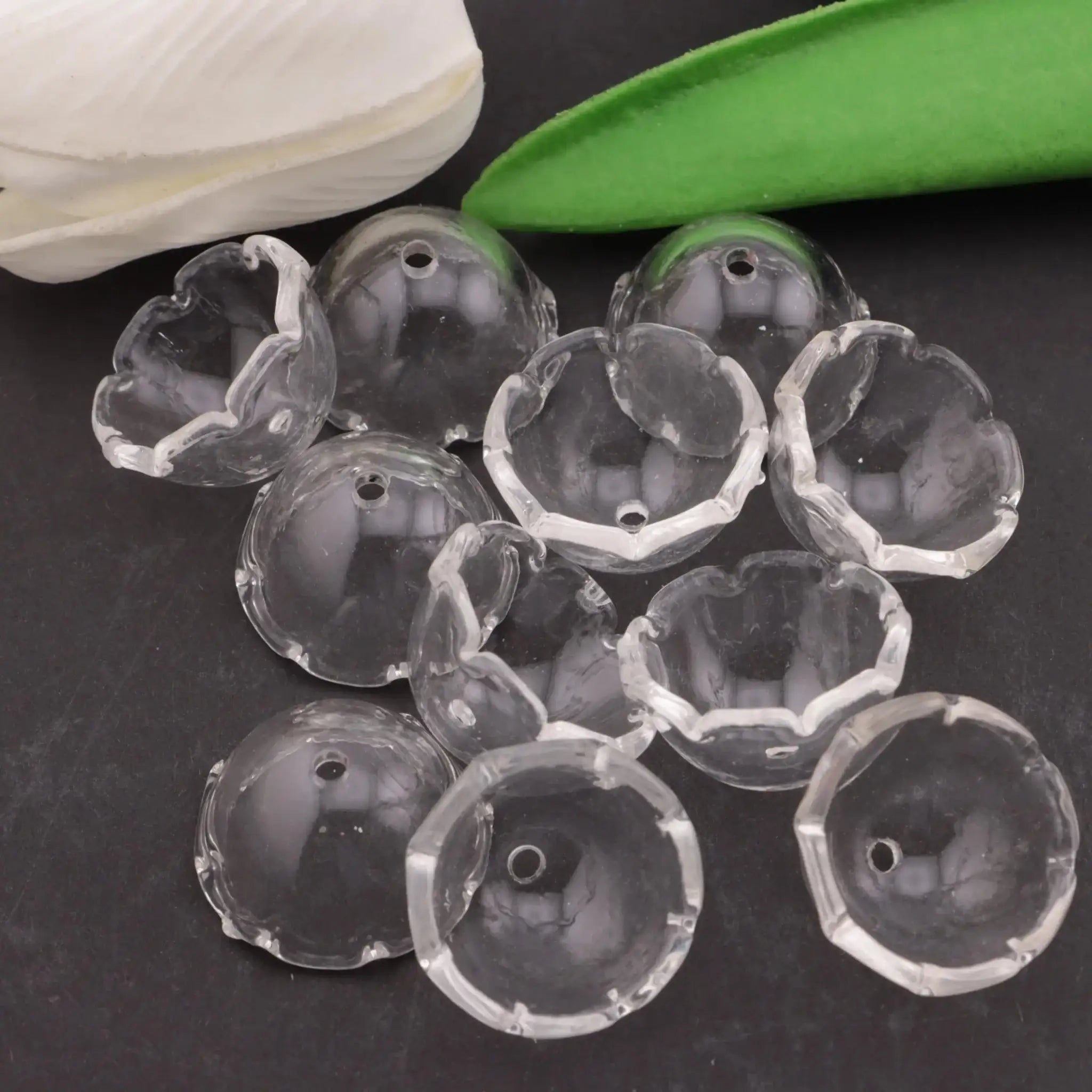 FS3028-18×22mm Half Round Beads With Wavy Edges -Zoe DIY Wholesale