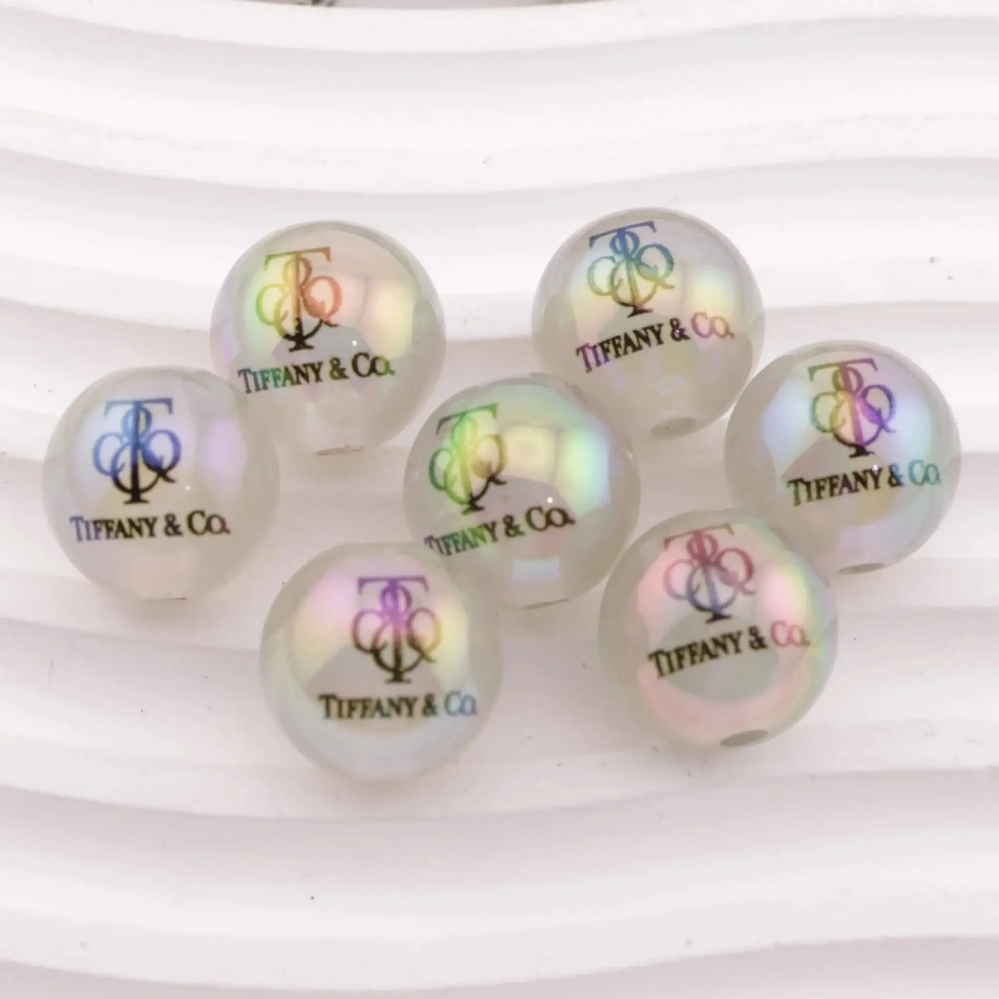 FS3237-16mm Printed Glowing Acrylic Beads Acrylic with Hole for Jewelry Making Supplies -Zoe DIY Wholesale