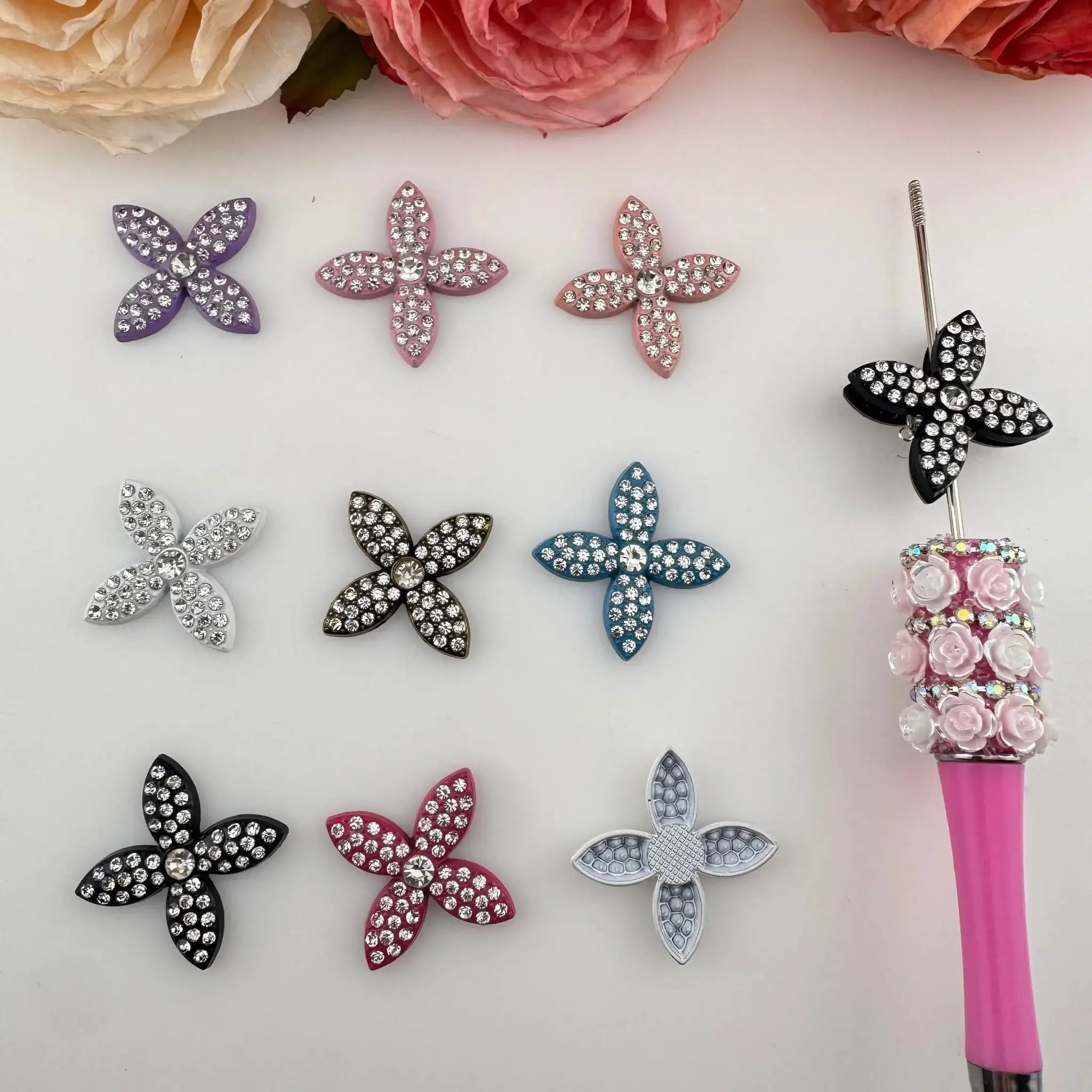 FS3396-About 22×30mm Clover Flower Metal Patch -Zoe DIY Wholesale