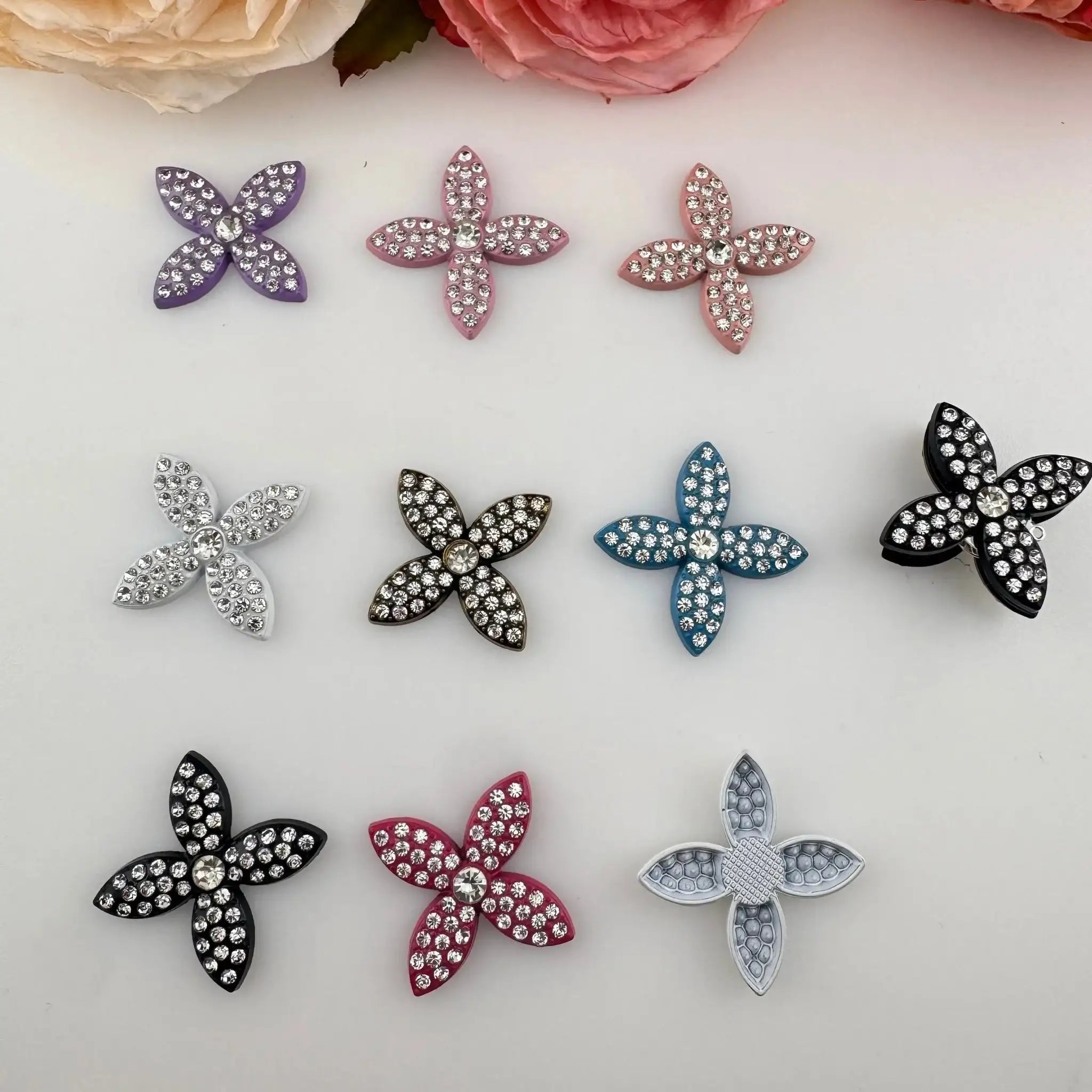 FS3396-About 22×30mm Clover Flower Metal Patch -Zoe DIY Wholesale