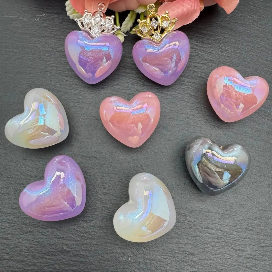 FS3431-17×31mm Heart Shape Resin Beads (Half Hole) For Making Pendant -Zoe DIY Wholesale