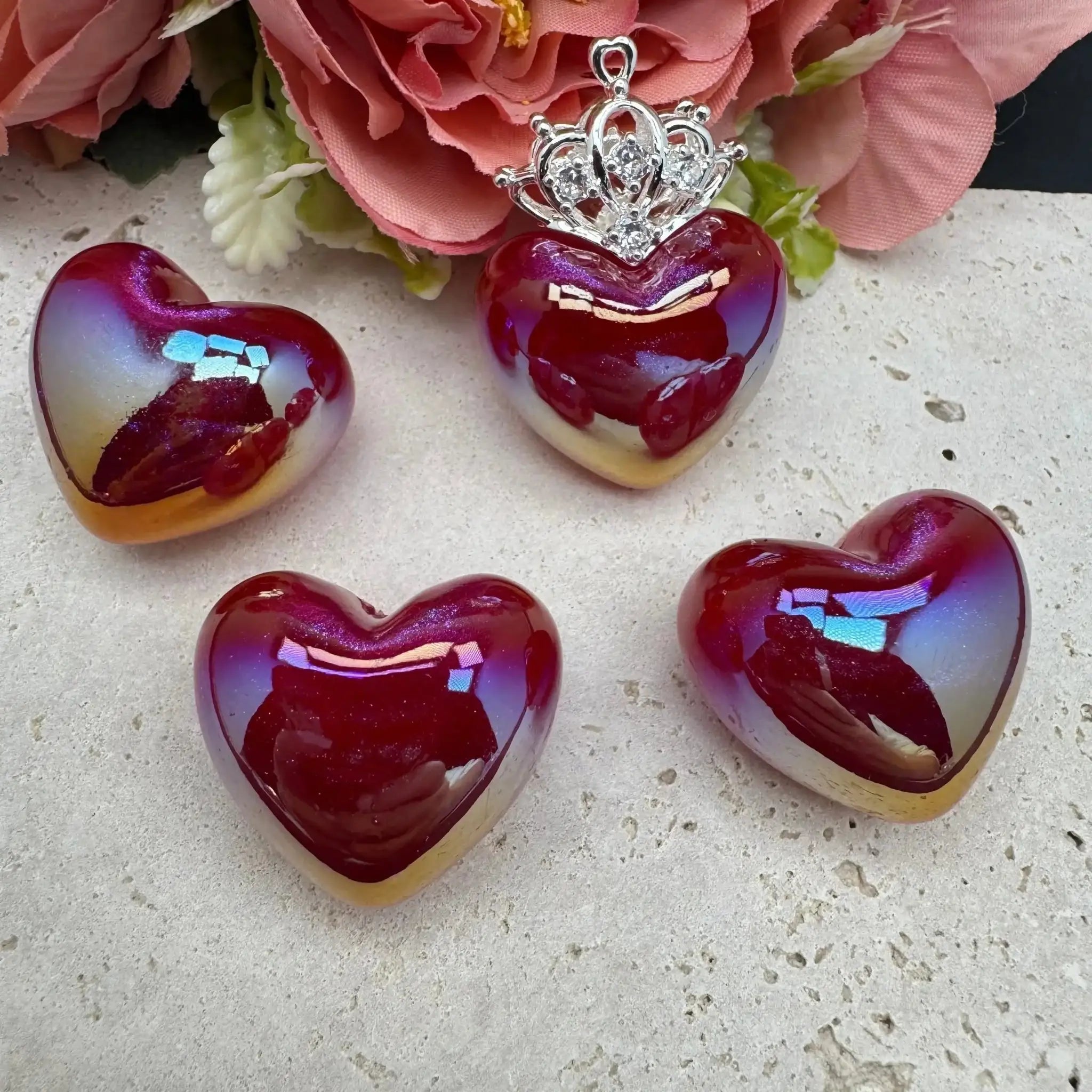 FS3431-17×31mm Heart Shape Resin Beads (Half Hole) For Making Pendant -Zoe DIY Wholesale