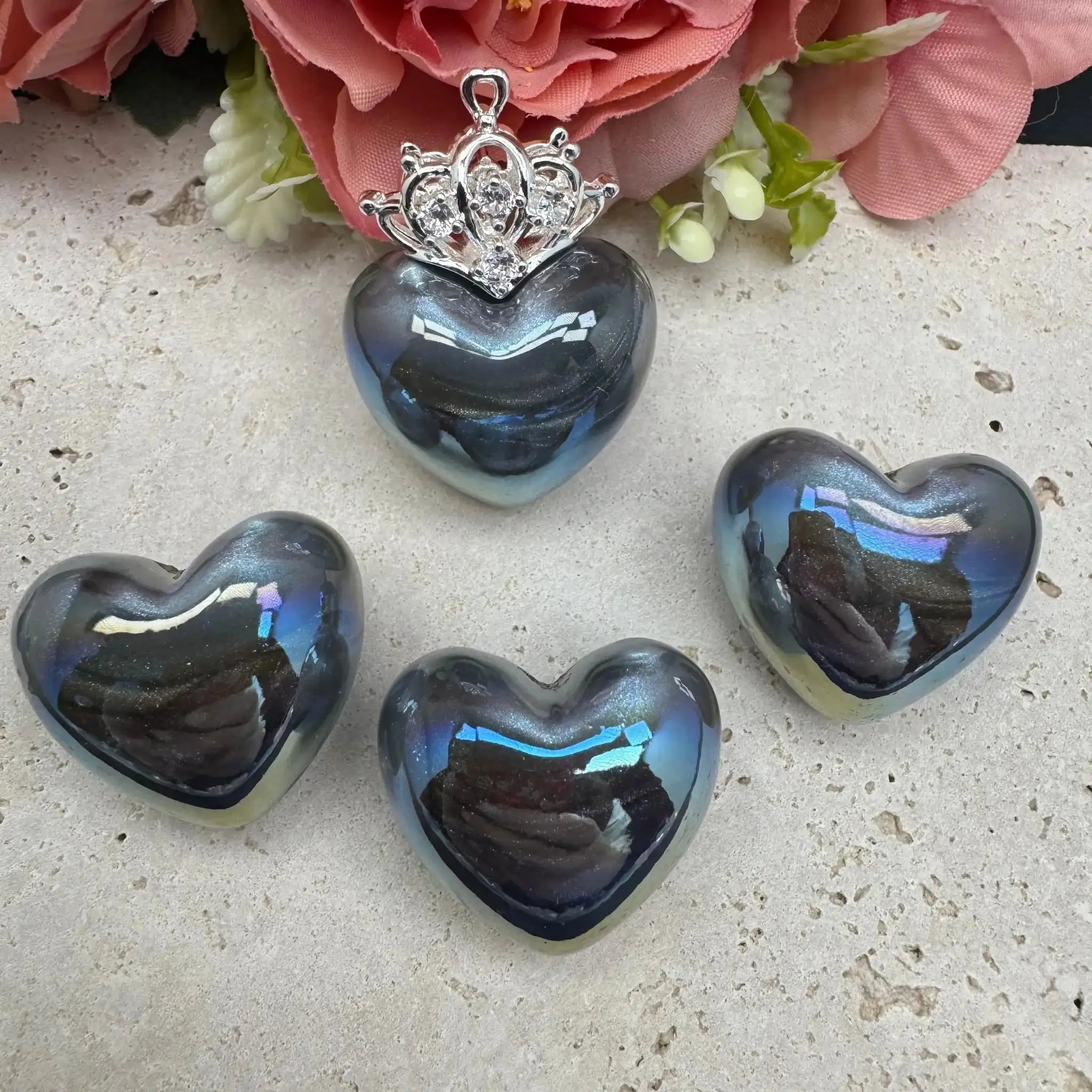 FS3431-17×31mm Heart Shape Resin Beads (Half Hole) For Making Pendant -Zoe DIY Wholesale