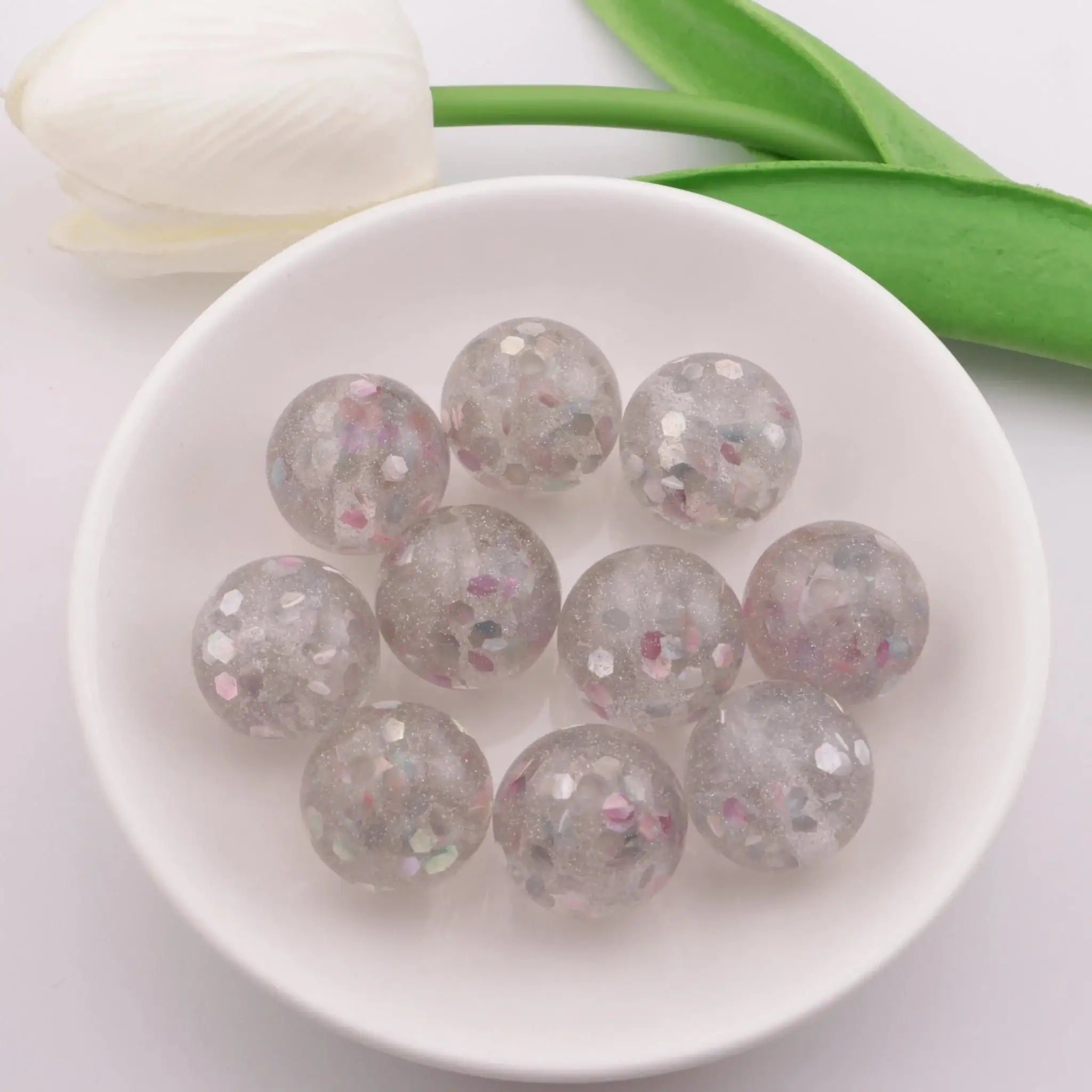 FS3538-20mm Glitter Resin Beads -Zoe DIY Wholesale