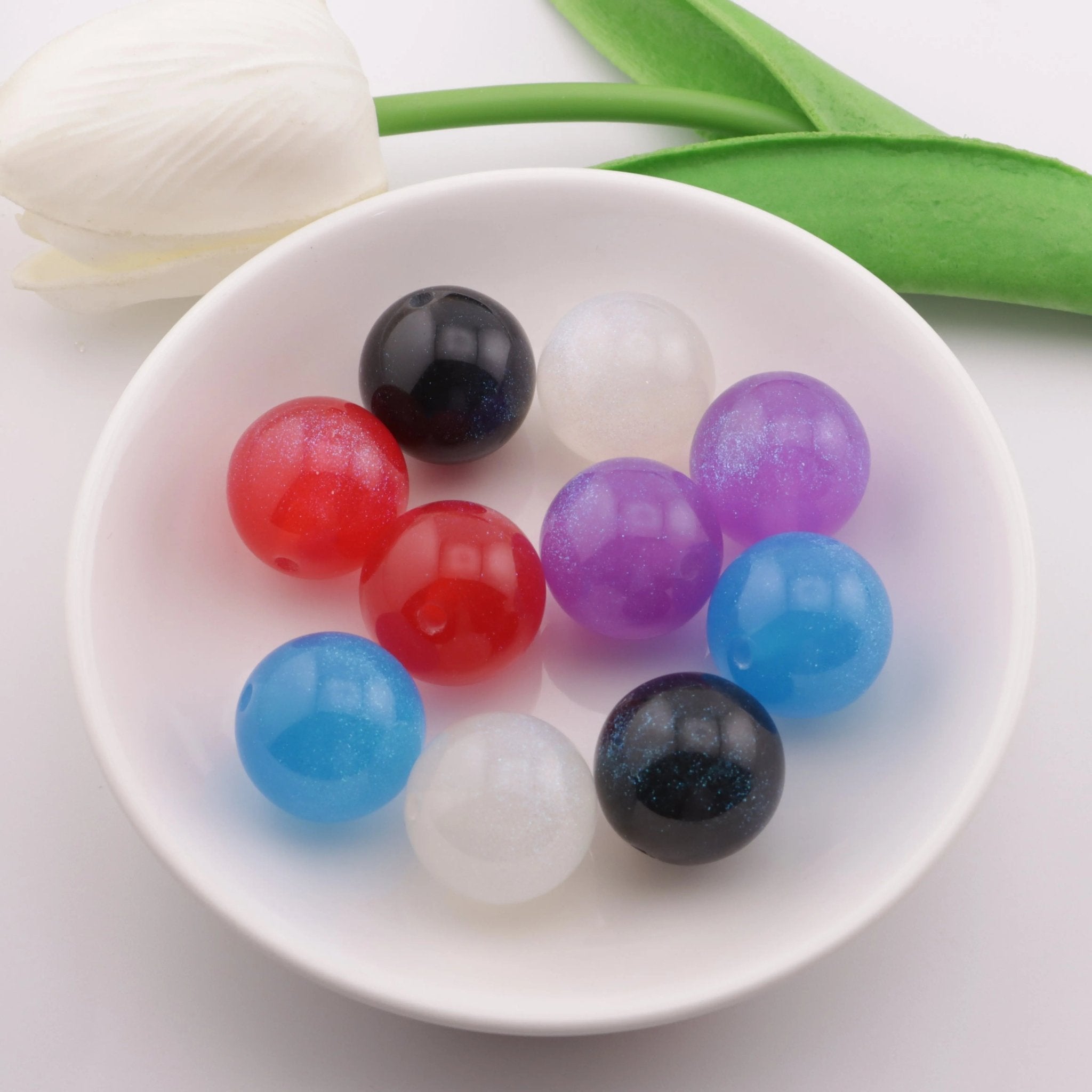 FS3539-20mm Mixed Color Glowing Resin Beads -Zoe DIY Wholesale