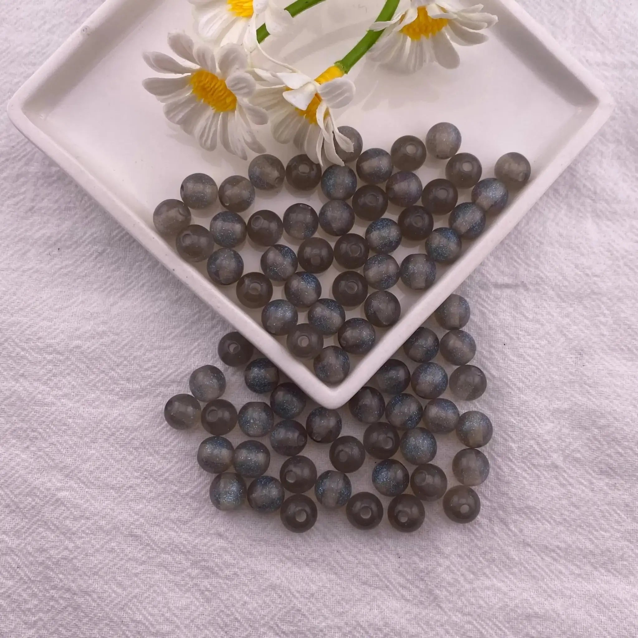 FS3552-8mm Round Resin Beads with Glitter Powder Imitation Cat Eye Beads Loose Ball Spacer Beads for DIY Jewelry Bracelet Necklace Earring Making -Zoe DIY Wholesale