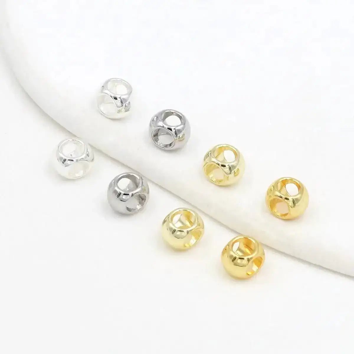 FS3610-5mm Metal 4 Hole Beads Gold-plated And Silver-plated Small Metal Four-way Beads For DIY Projects -Zoe DIY Wholesale