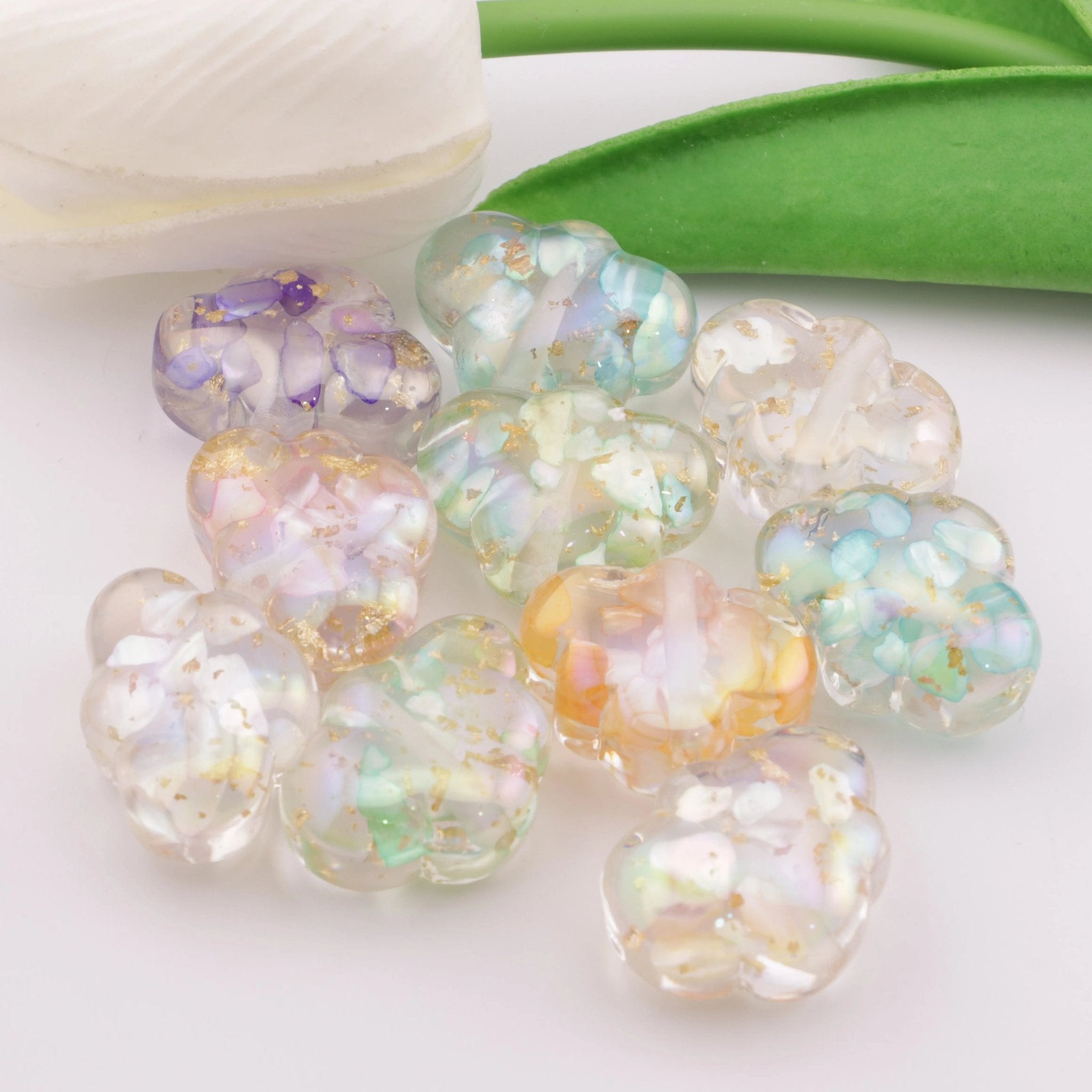 FS3754-Approximately 23×18mm Cloud Shell Gold Foil Resin Beads -Zoe DIY Wholesale