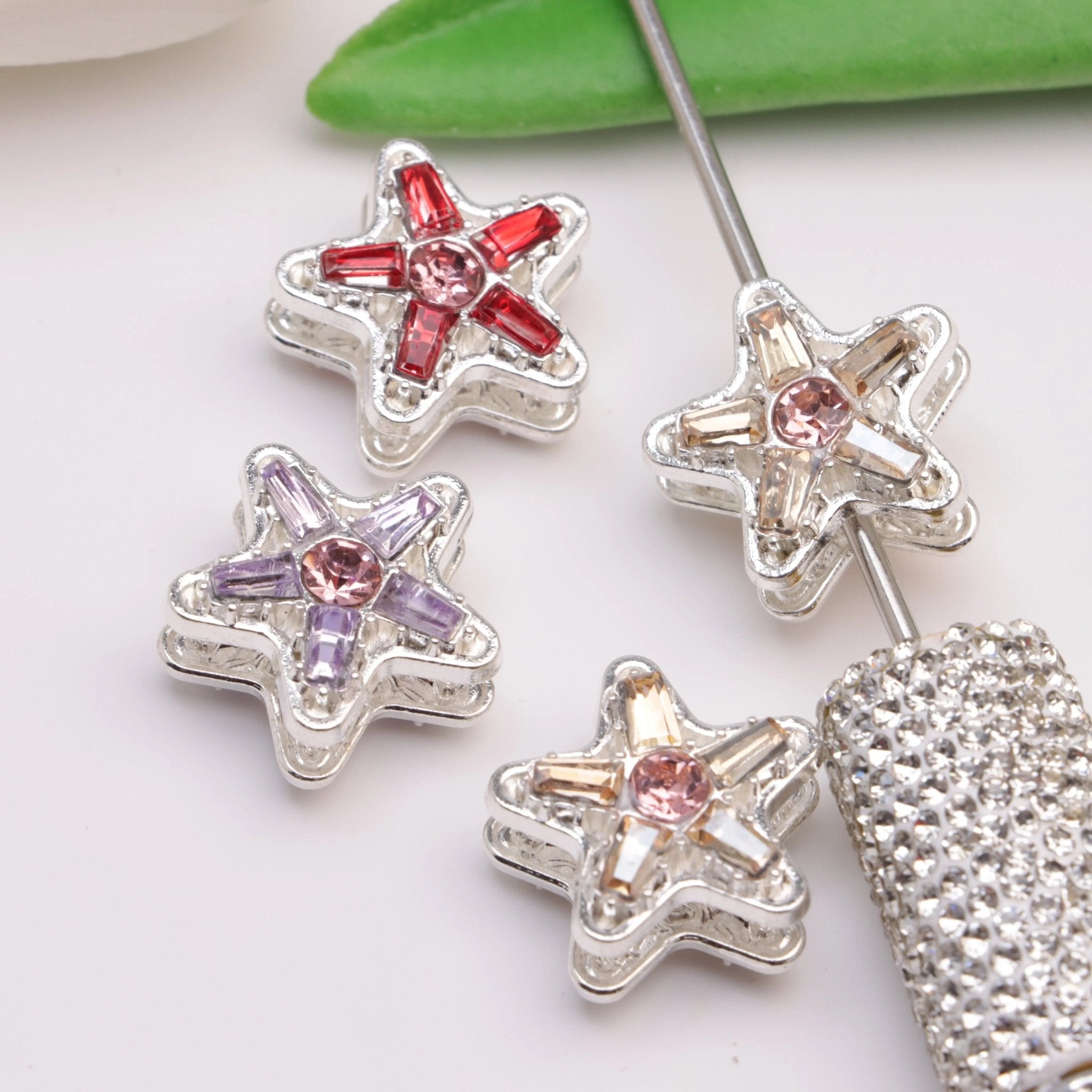 FS3773-20mm Star Diamonds Alloy Beads Five-Pointed Star Cubic Zirconia Diamond Alloy Beads -Zoe DIY Wholesale