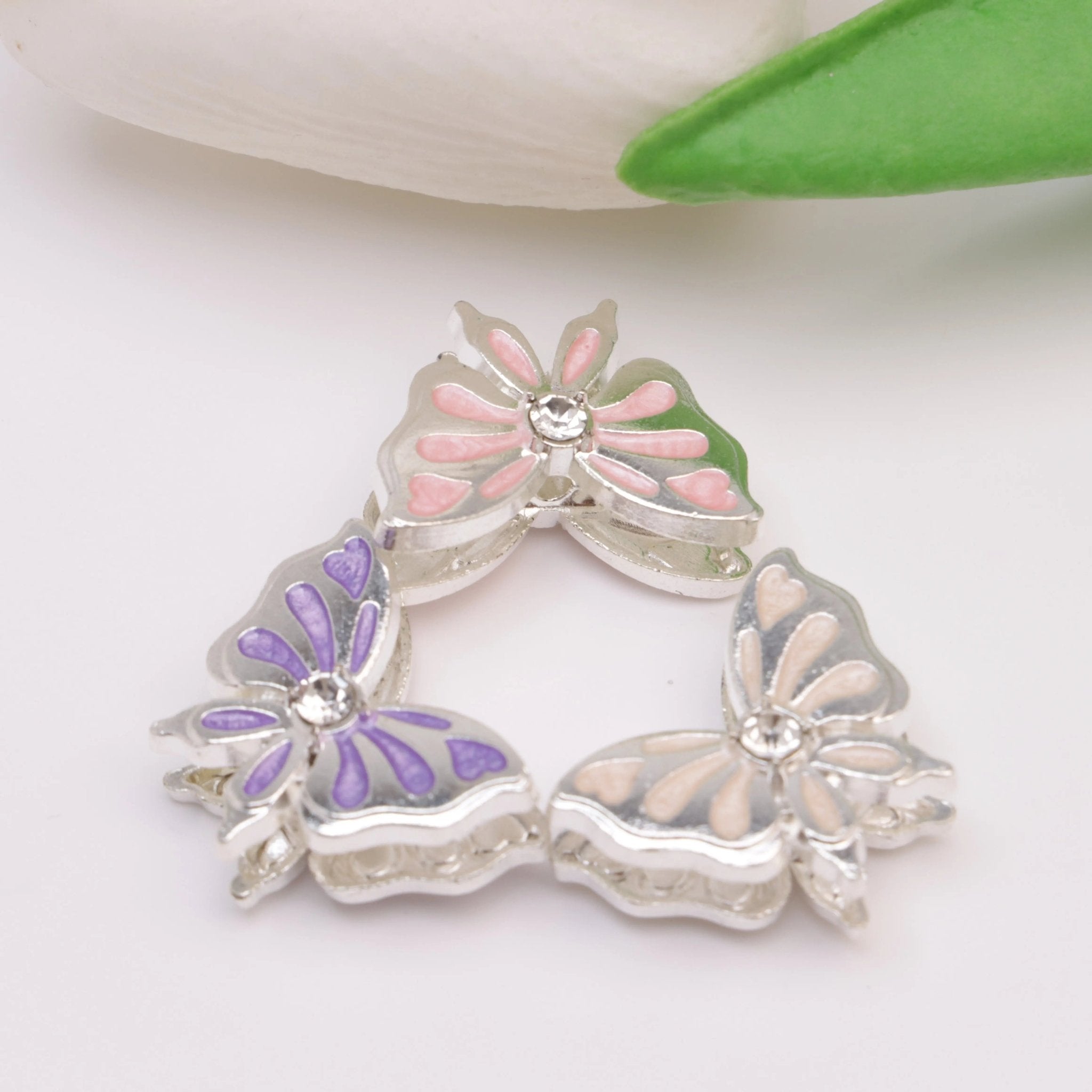 FS3775-21*16mm Butterfly Beads Oil-dripping Butterfly Rhinestone Alloy Beads -Zoe DIY Wholesale