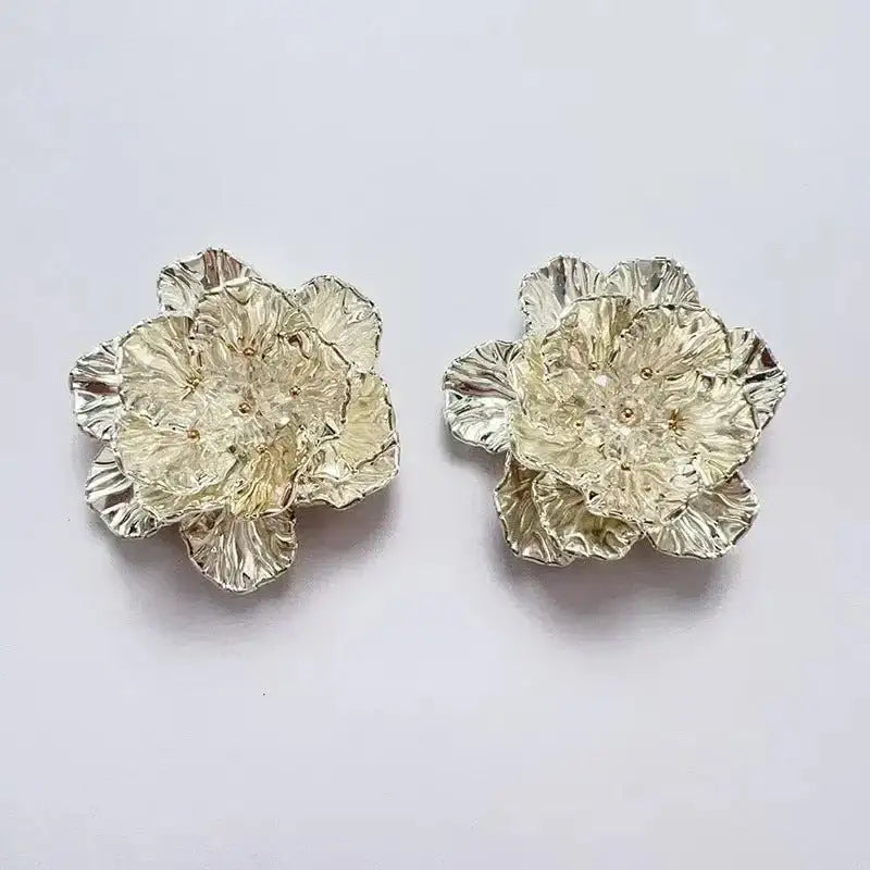 FS3779-47mm Two-Layer UV Silver Crystal Flower Charms Two-Layer Crystal Flowers For DIY Projects -Zoe DIY Wholesale