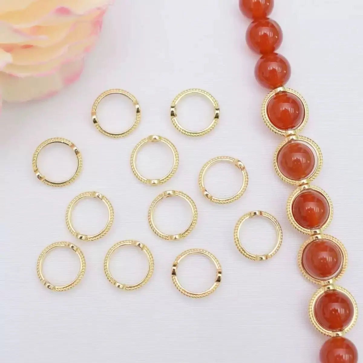 FS3818-12mm Gold Plated Long Lasting Round Bead Frame Spacer Beads For Jewelry DIY Bracelet Necklace Making -Zoe DIY Wholesale