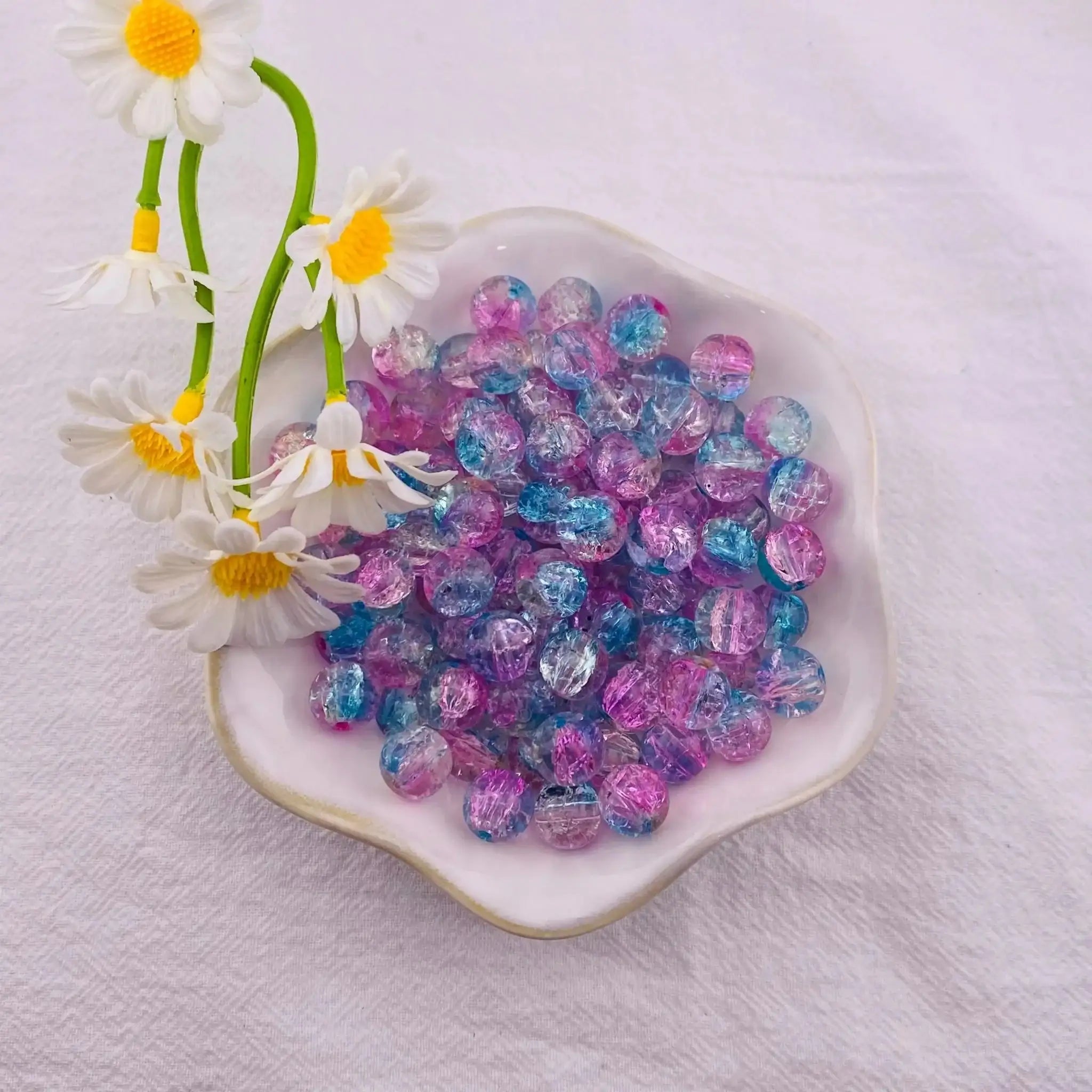 FS3838-10mm Crackle Glass Beads Round Crystal Glass Spacer Crafts Beads for Jewelry Making Necklace Bracelet Earrings DIY Crafts -Zoe DIY Wholesale