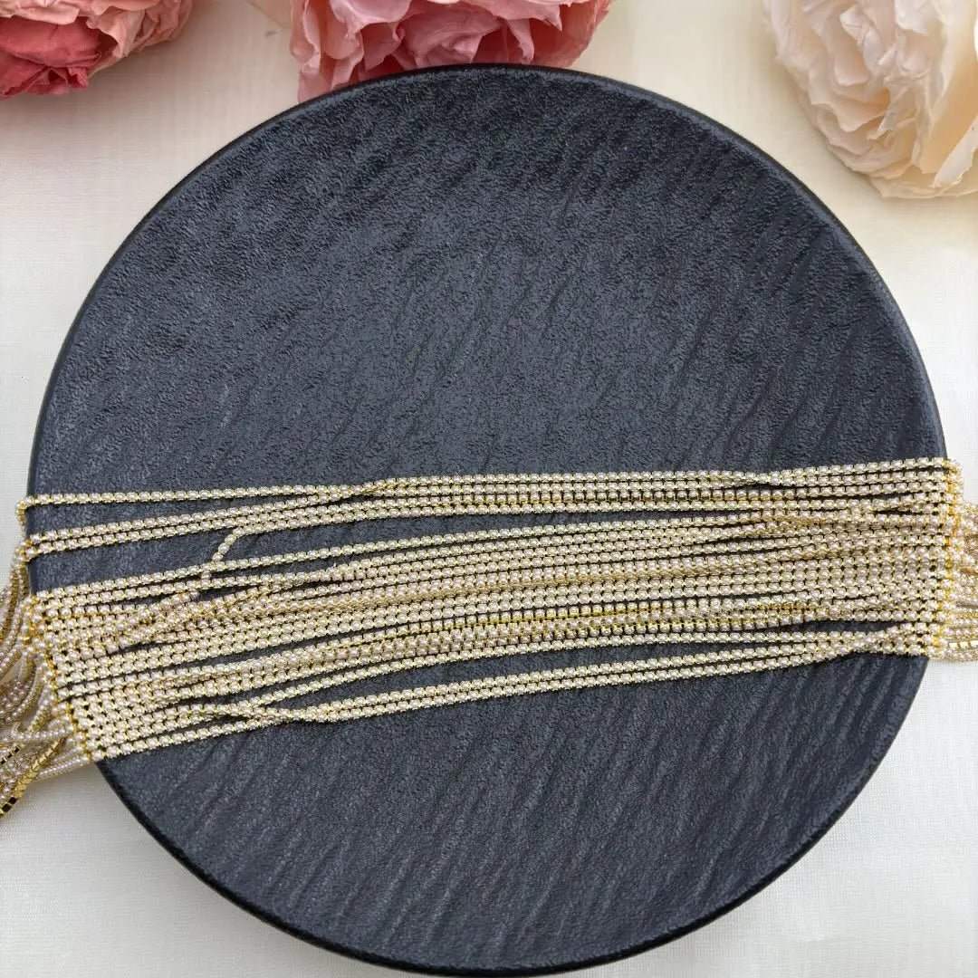 FS4080-1.5mm Pearl Chain White Pearl Gold Plated Claw Chain -Zoe DIY Wholesale
