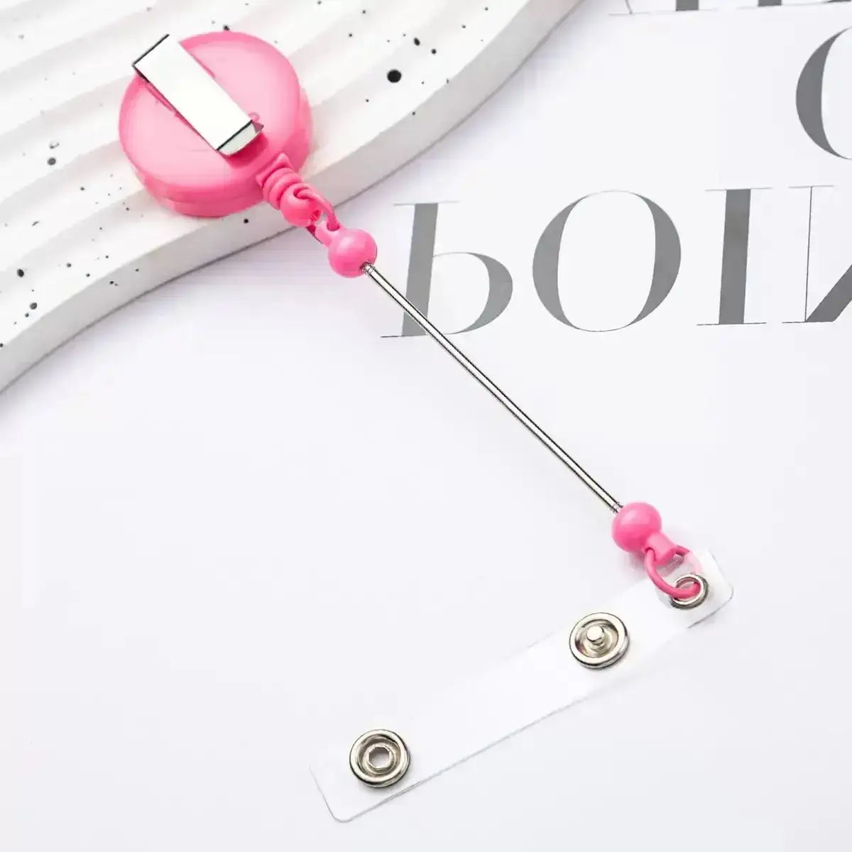 FS4244-Beaded Retractable Back Badge Holder Reels -Zoe DIY Wholesale