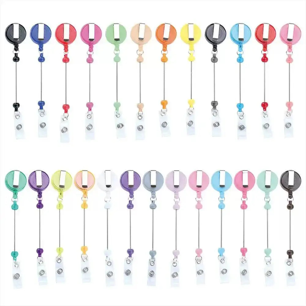 FS4244-Beaded Retractable Back Badge Holder Reels -Zoe DIY Wholesale
