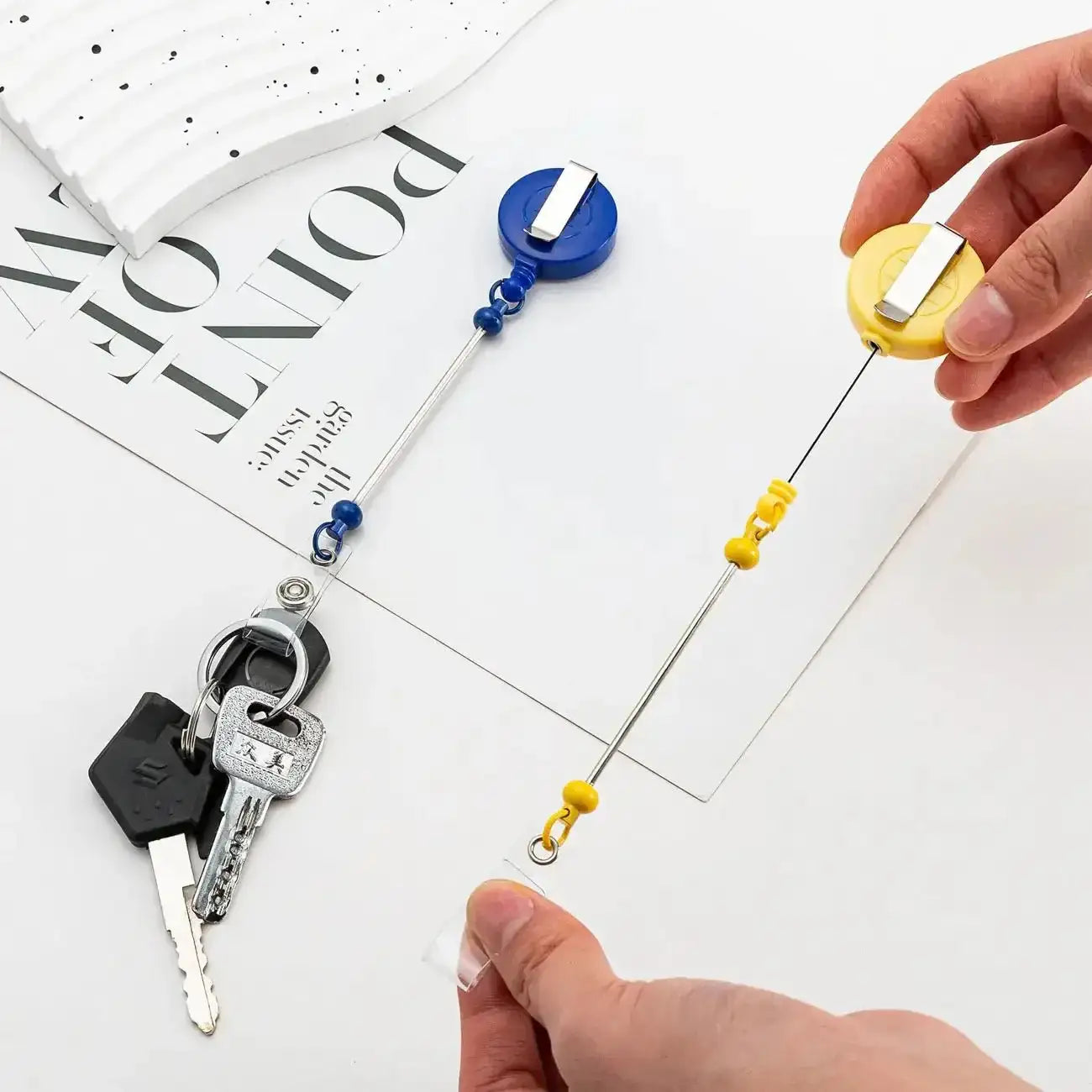 FS4244-Beaded Retractable Back Badge Holder Reels -Zoe DIY Wholesale