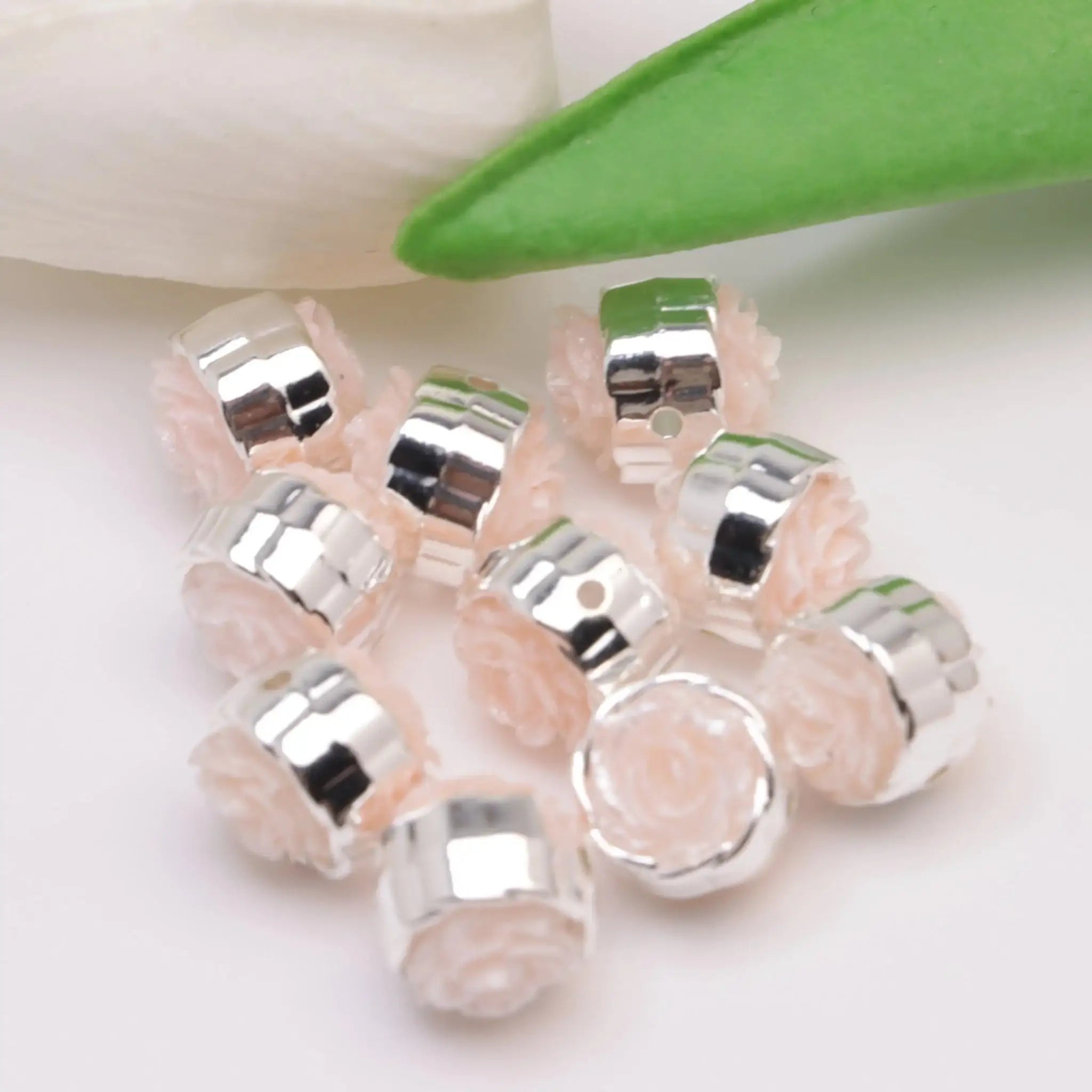 FS4384-12mm Glow-in-the-Dark + Softened Light Soft Flower Metal Beads -Zoe DIY Wholesale