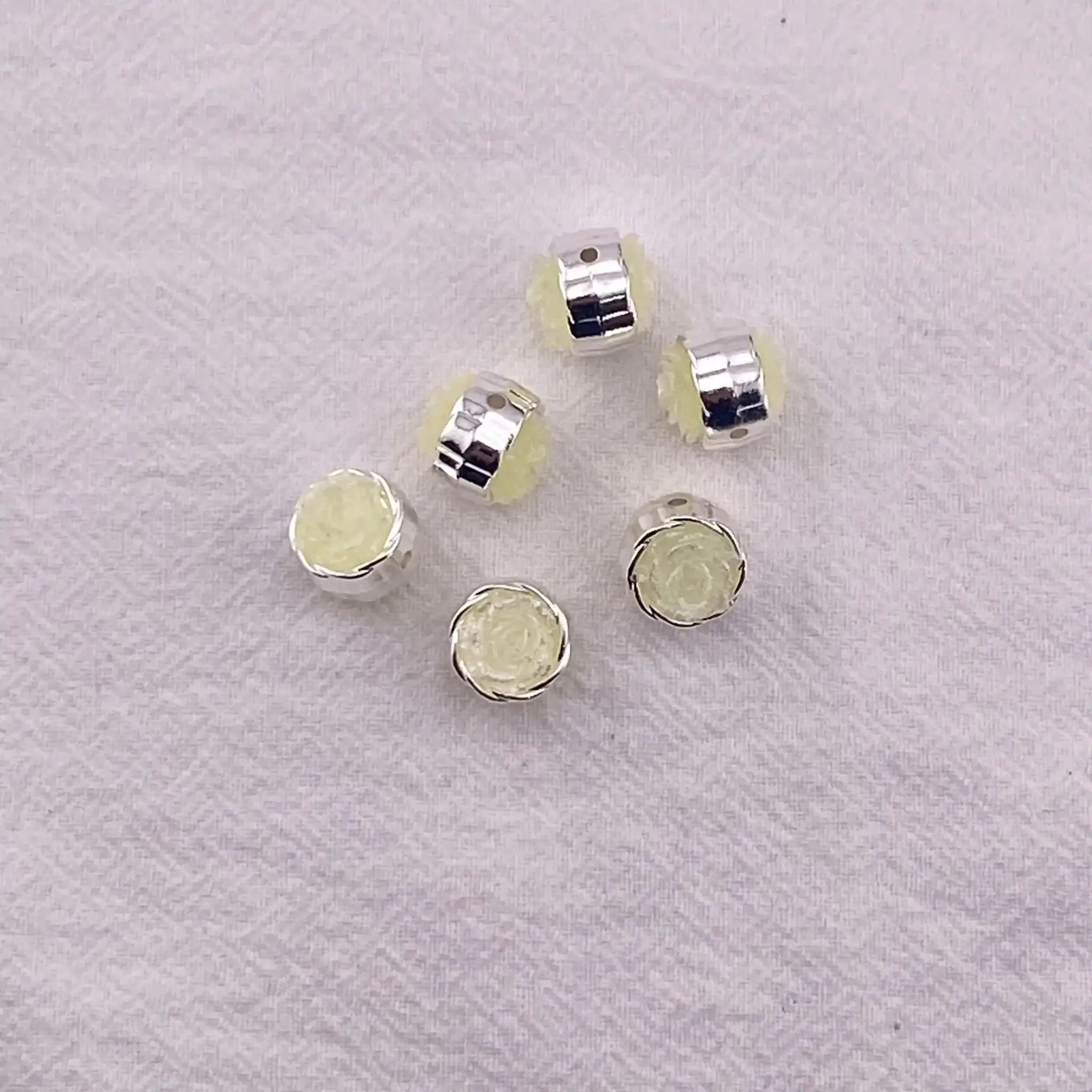 FS4384-12mm Glow-in-the-Dark + Softened Light Soft Flower Metal Beads -Zoe DIY Wholesale