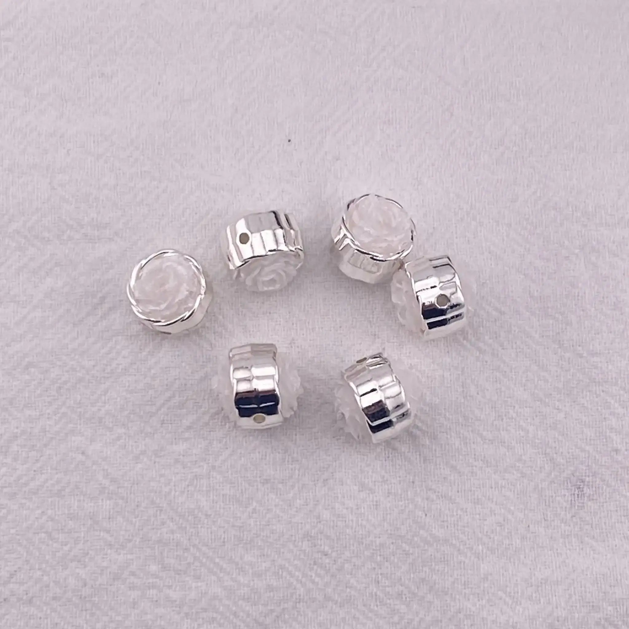 FS4384-12mm Glow-in-the-Dark + Softened Light Soft Flower Metal Beads -Zoe DIY Wholesale