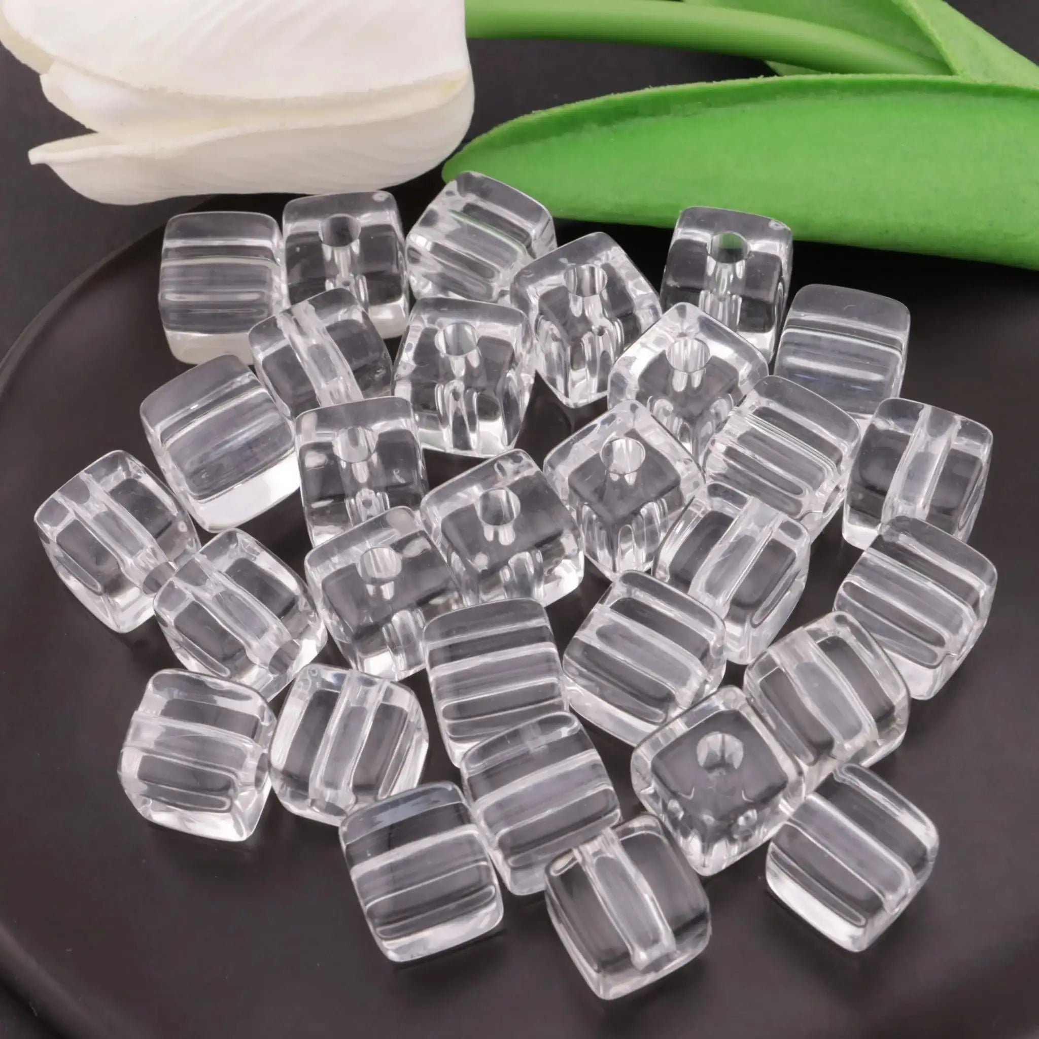 FS4590-12mm Clear Cubes Beads Transparent Square Beads Fit For Pen -Zoe DIY Wholesale