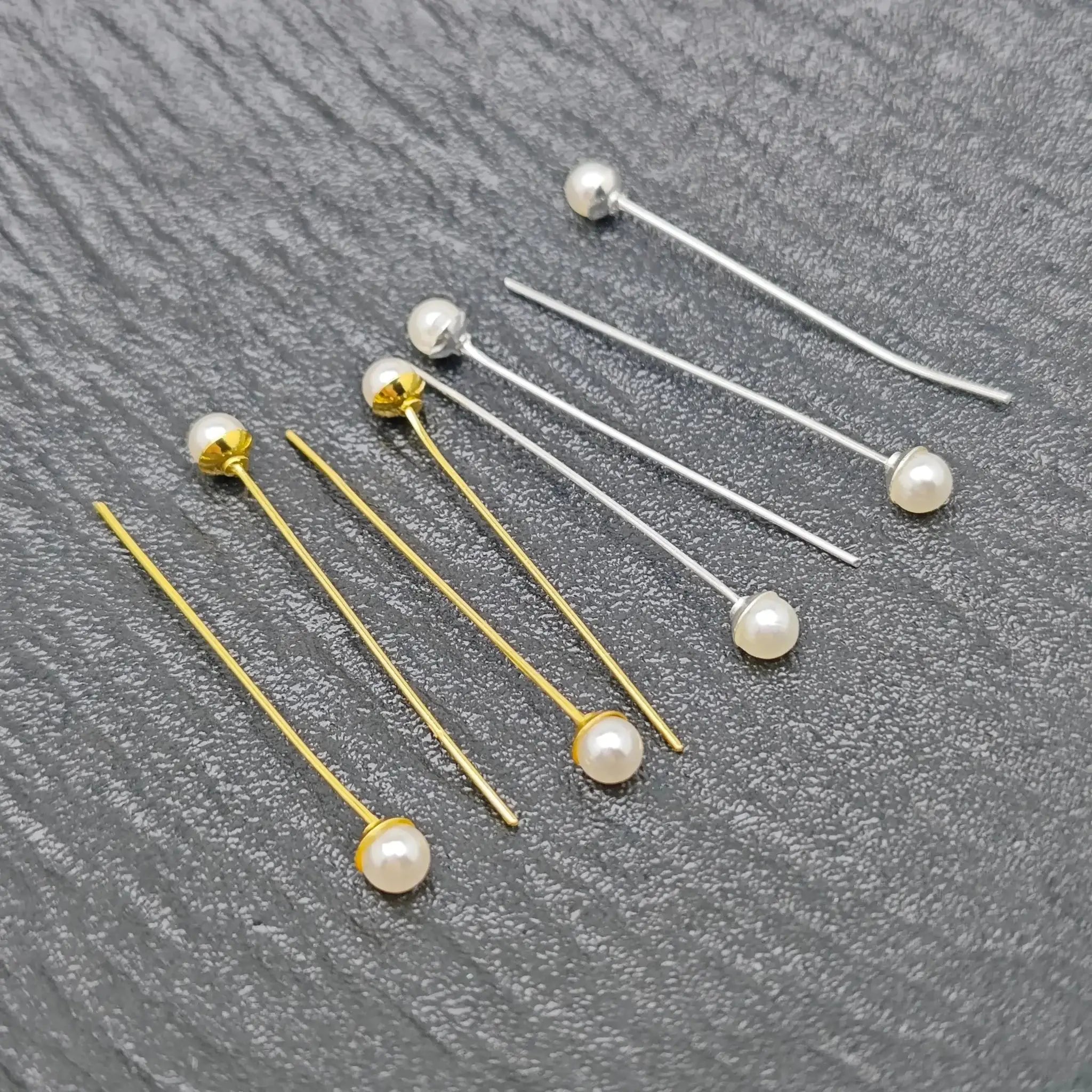 FS5130-45mm Pin With Pearl, Pin Bady Long 40mm For DIY Projects -Zoe DIY Wholesale