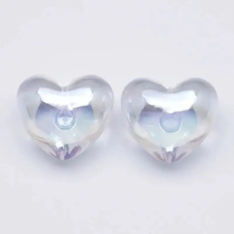 FS5131-Uv Clear Color Heart Pendant Beads Translucent Uv Half-Hole Heart Beads Beads Charms -Zoe DIY Wholesale