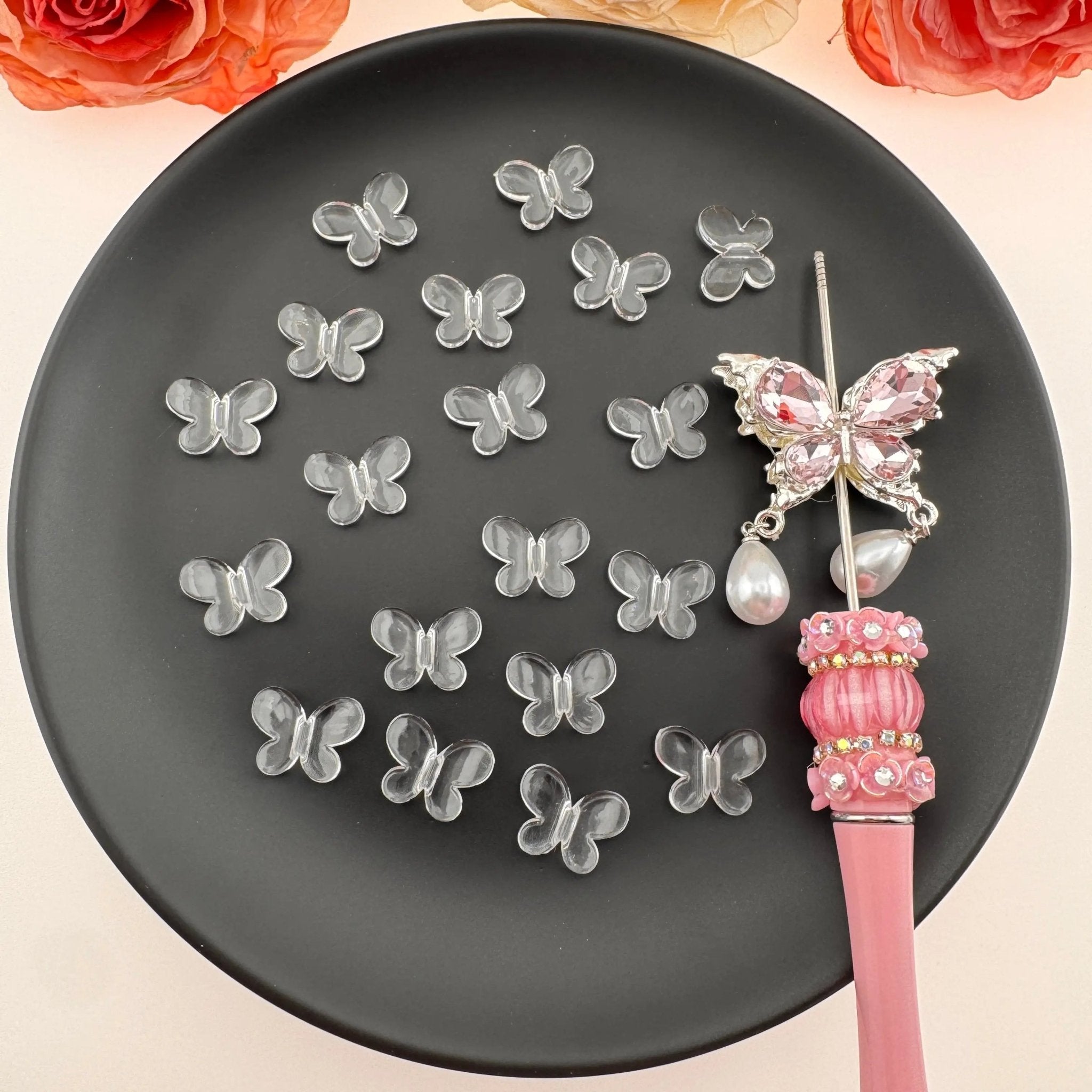 FS5239-13*17mm Clear Small Butterfly Based Beads -Zoe DIY Wholesale