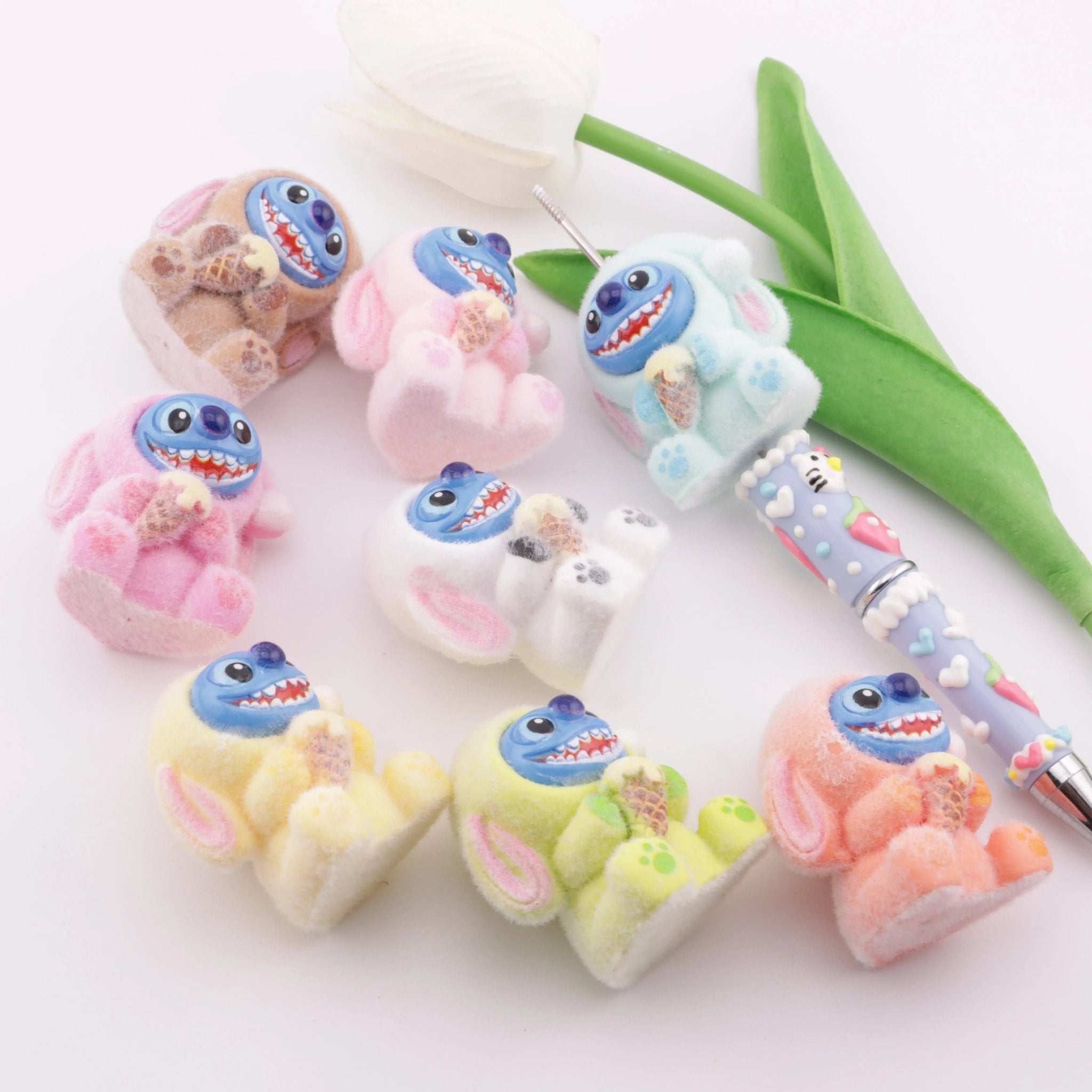 FS5560-Stitch Flocked Resin Beads (Through Holes) -Zoe DIY Wholesale