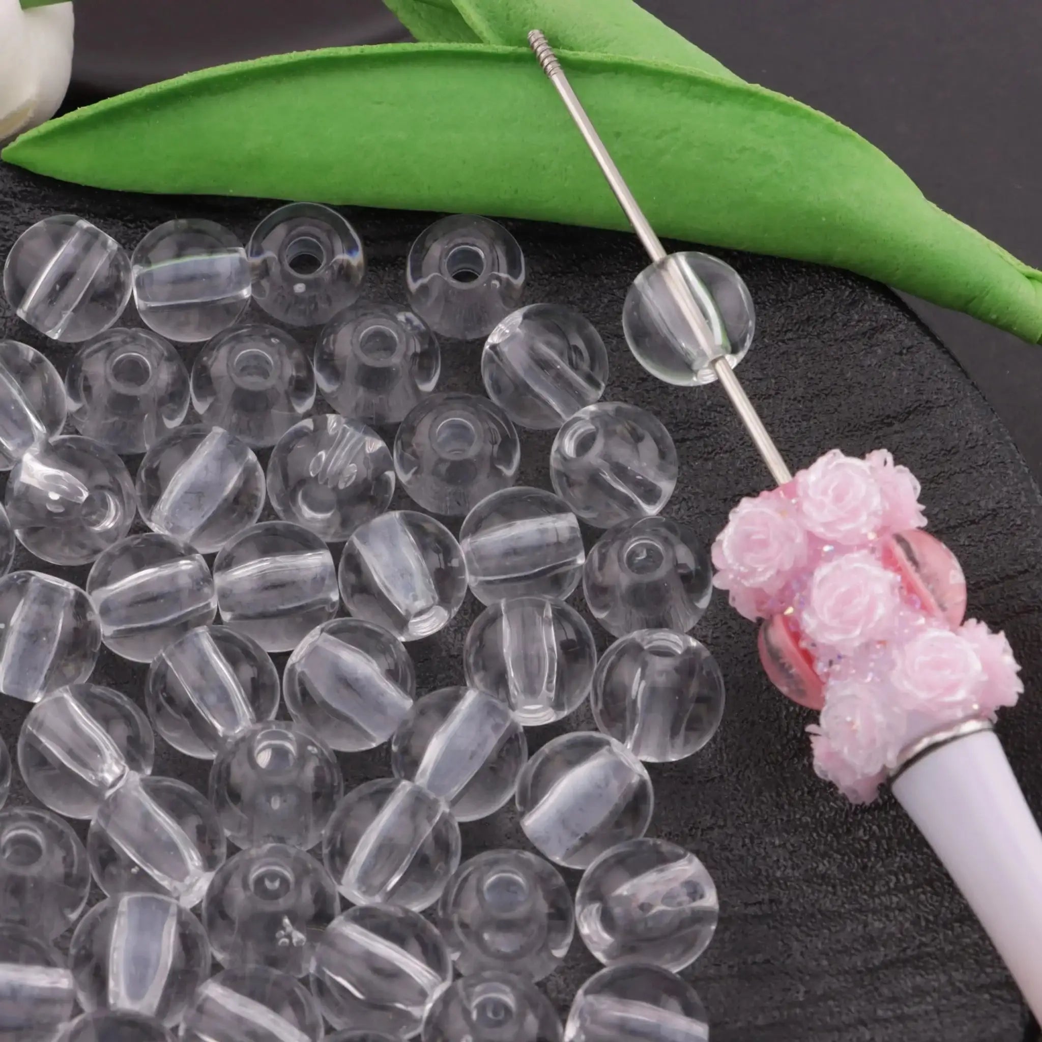 FS5577-12mm Clear Round Based Beads Fit For Pen -Zoe DIY Wholesale