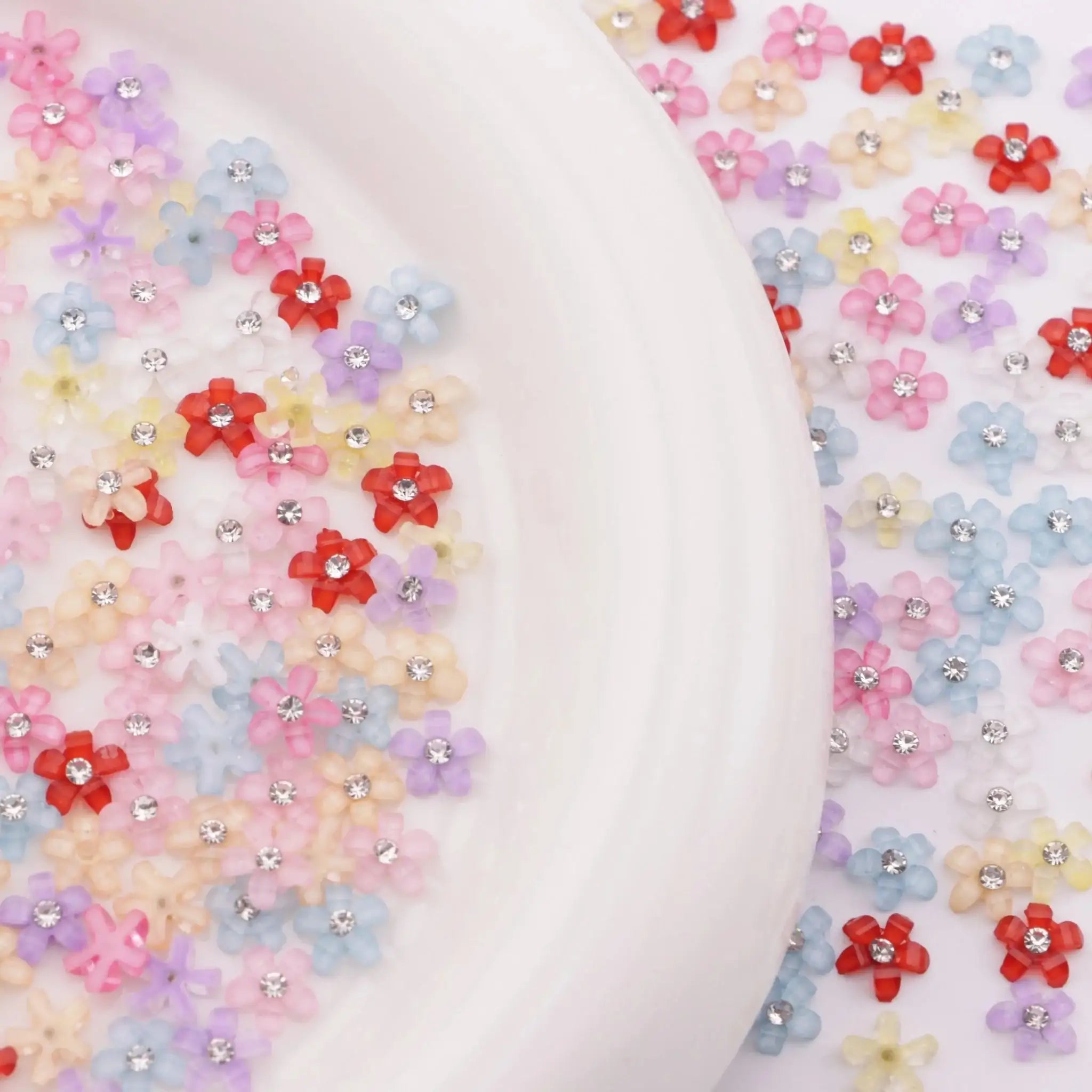 FS5707-6.5mm 5-Petal Flower Charms With Diamonds -Zoe DIY Wholesale