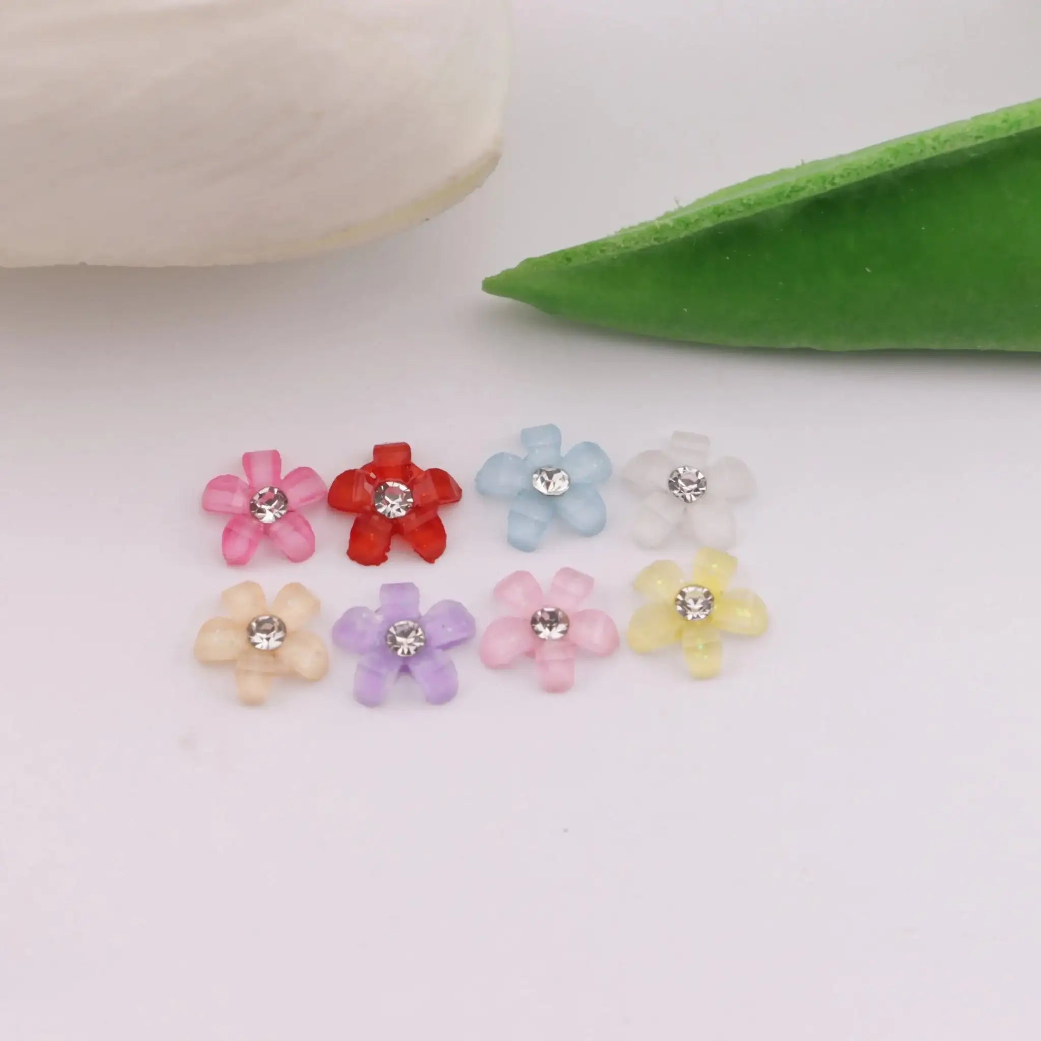 FS5707-6.5mm 5-Petal Flower Charms With Diamonds -Zoe DIY Wholesale