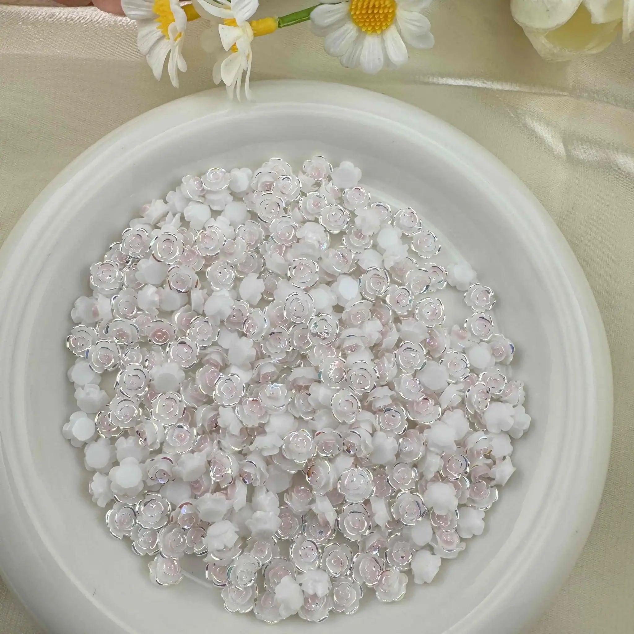 FS5770-8mm UV Luminous Rose Flower Nail Charms For Making Fancy Beads Or Fancy Beadable Pens For DIY Project -Zoe DIY Wholesale
