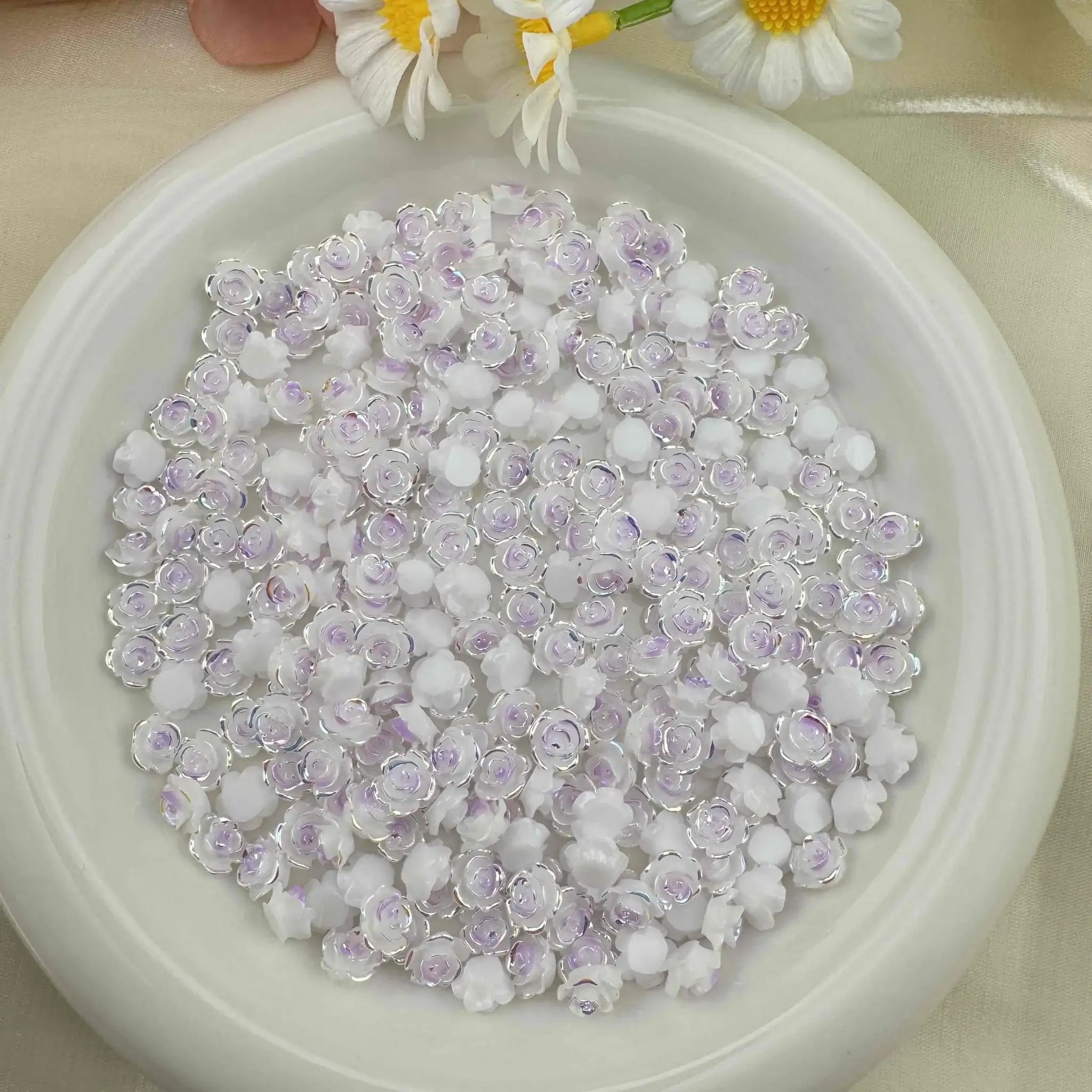 FS5770-8mm UV Luminous Rose Flower Nail Charms For Making Fancy Beads Or Fancy Beadable Pens For DIY Project -Zoe DIY Wholesale