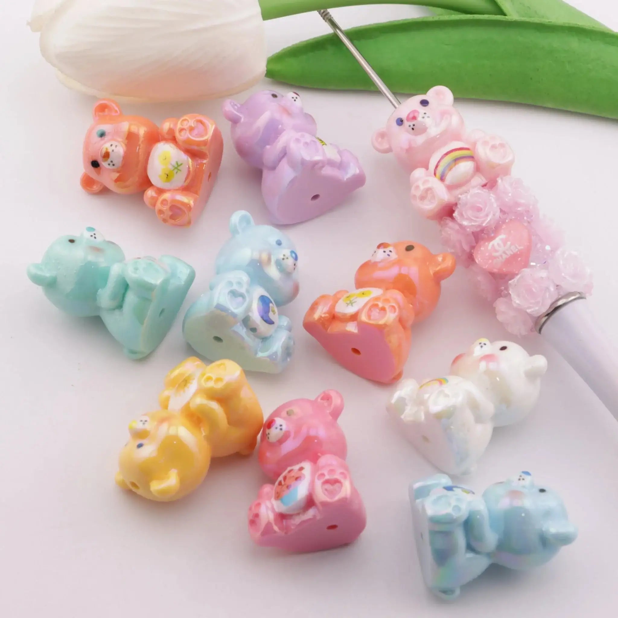 FS5793-28mm Uv Rainbows Bear Beads Rainbow Bear Beads Fit For Pen -Zoe DIY Wholesale